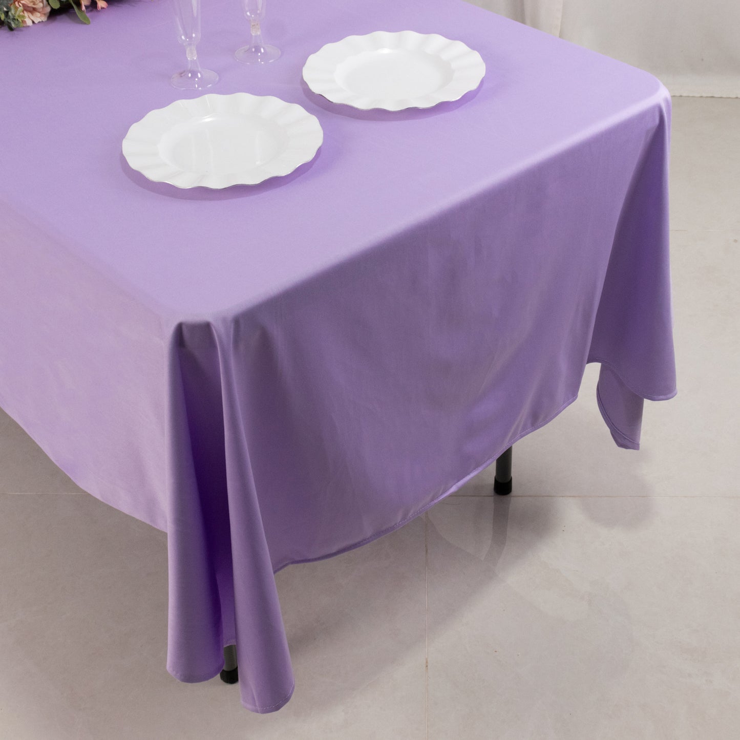 60"x102" Lavender Lilac Scuba Wrinkle Free Rectangular Tablecloth, Scuba Polyester Tablecloth