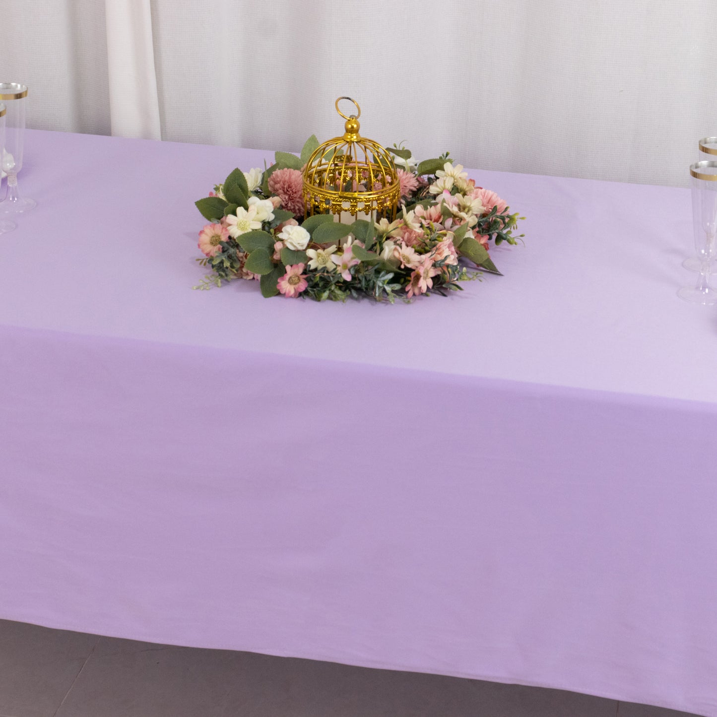 60"x102" Lavender Lilac Scuba Wrinkle Free Rectangular Tablecloth, Scuba Polyester Tablecloth
