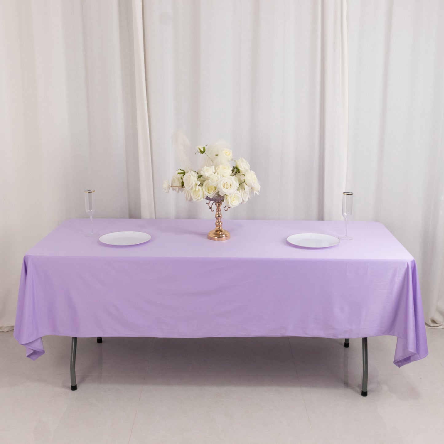60"x102" Lavender Lilac Scuba Wrinkle Free Rectangular Tablecloth, Scuba Polyester Tablecloth