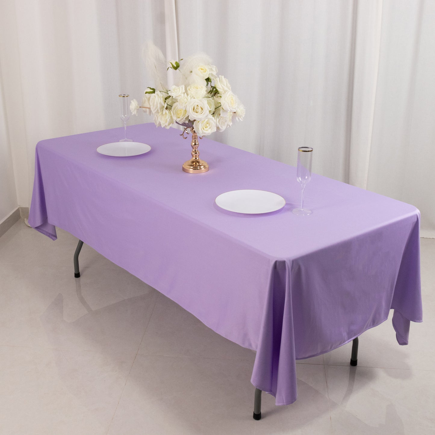60"x102" Lavender Lilac Scuba Wrinkle Free Rectangular Tablecloth, Scuba Polyester Tablecloth