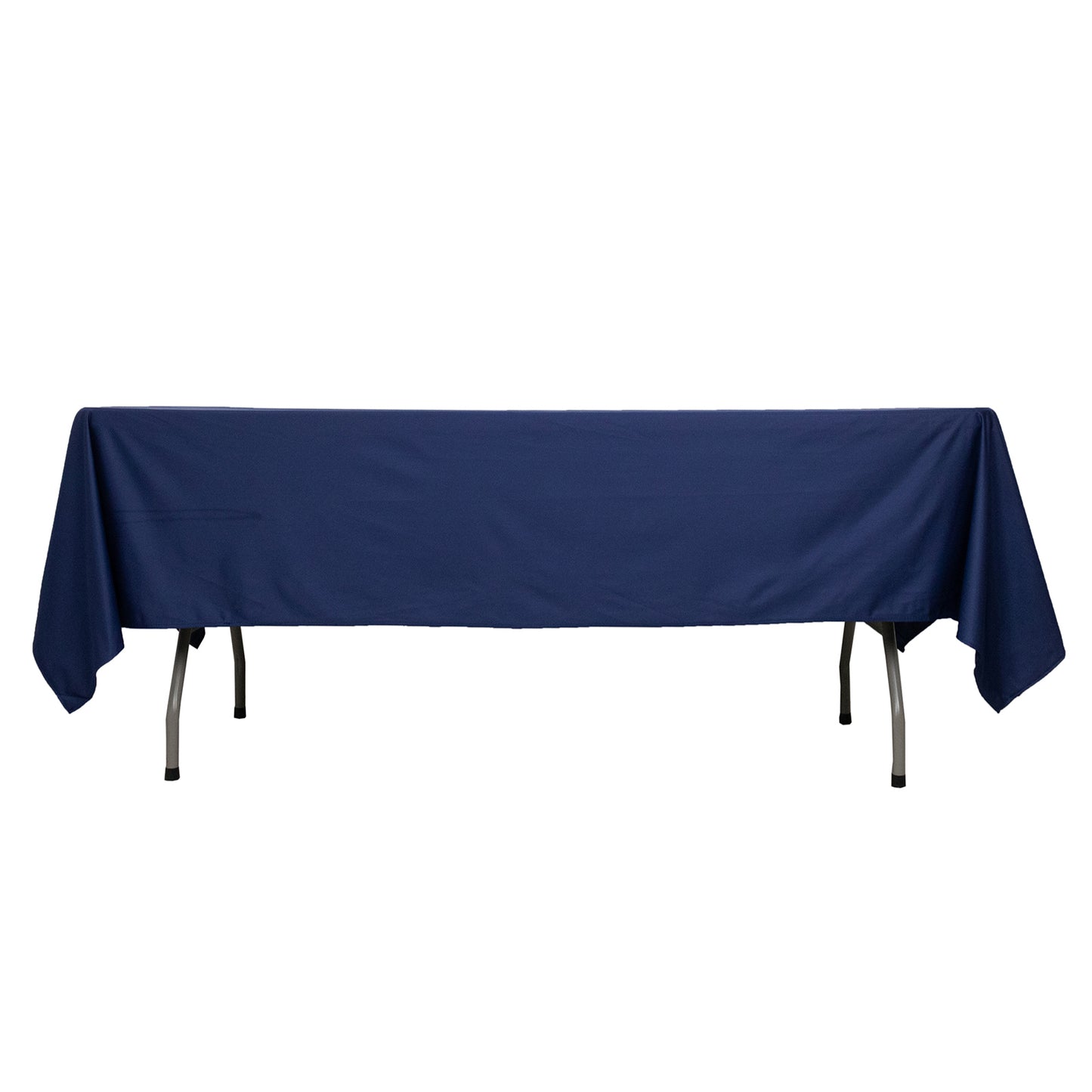 60"x102" Navy Blue Scuba Wrinkle Free Rectangular Tablecloth, Scuba Polyester Tablecloth