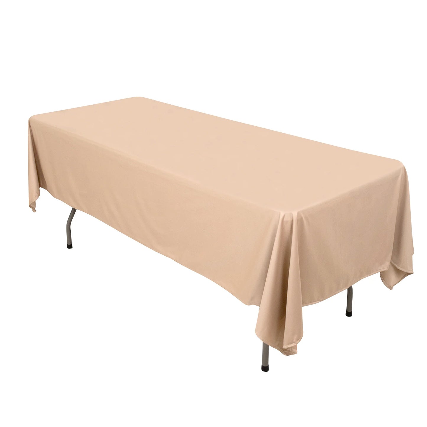 60"x102" Nude Premium Scuba Wrinkle Free Rectangular Tablecloth, Scuba Polyester Tablecloth