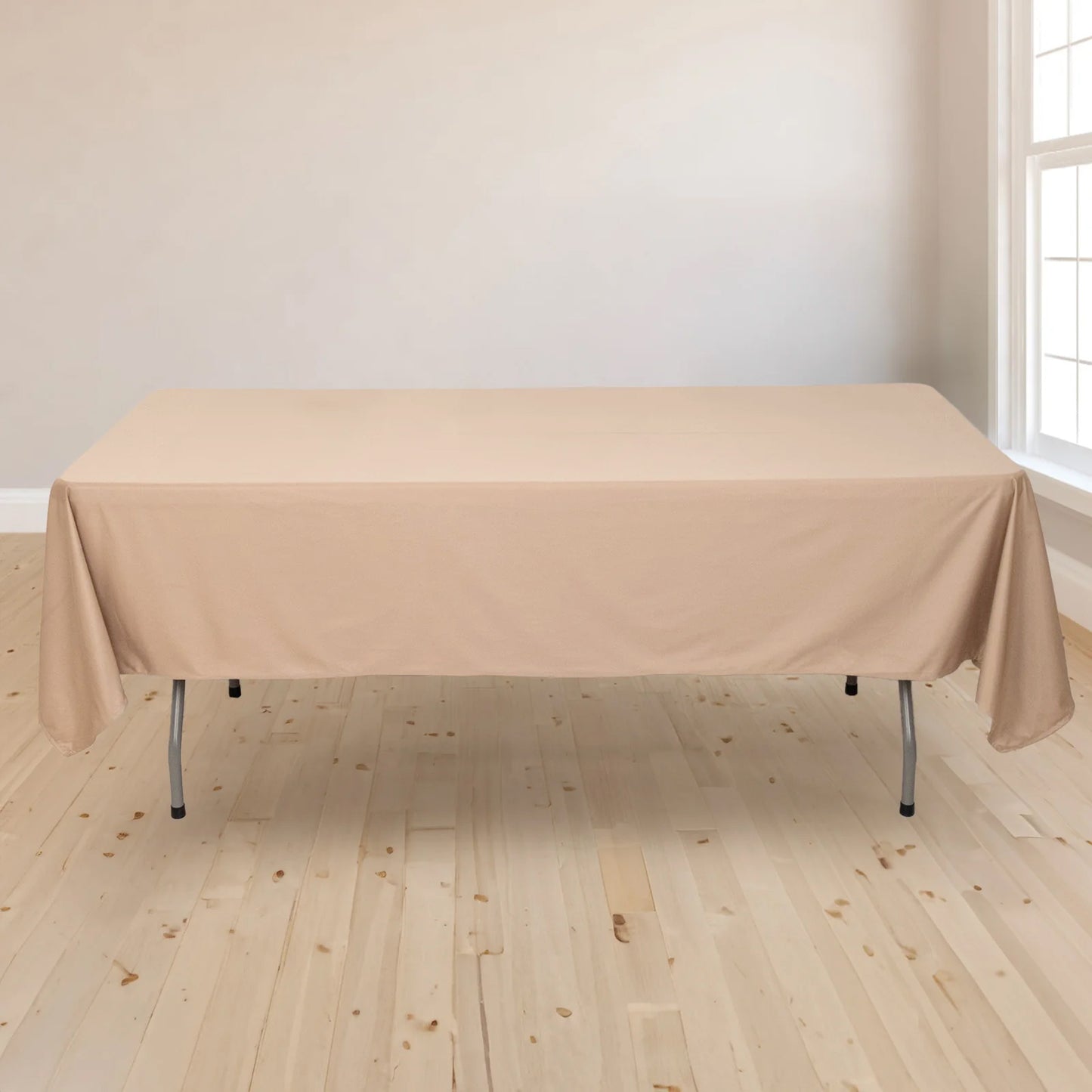 60"x102" Nude Premium Scuba Wrinkle Free Rectangular Tablecloth, Scuba Polyester Tablecloth