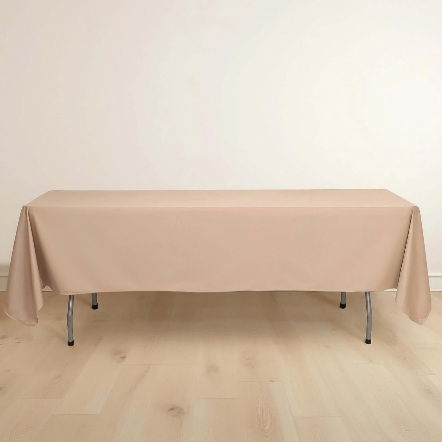 60"x102" Nude Scuba Wrinkle Free Rectangular Tablecloth, Scuba Polyester Tablecloth