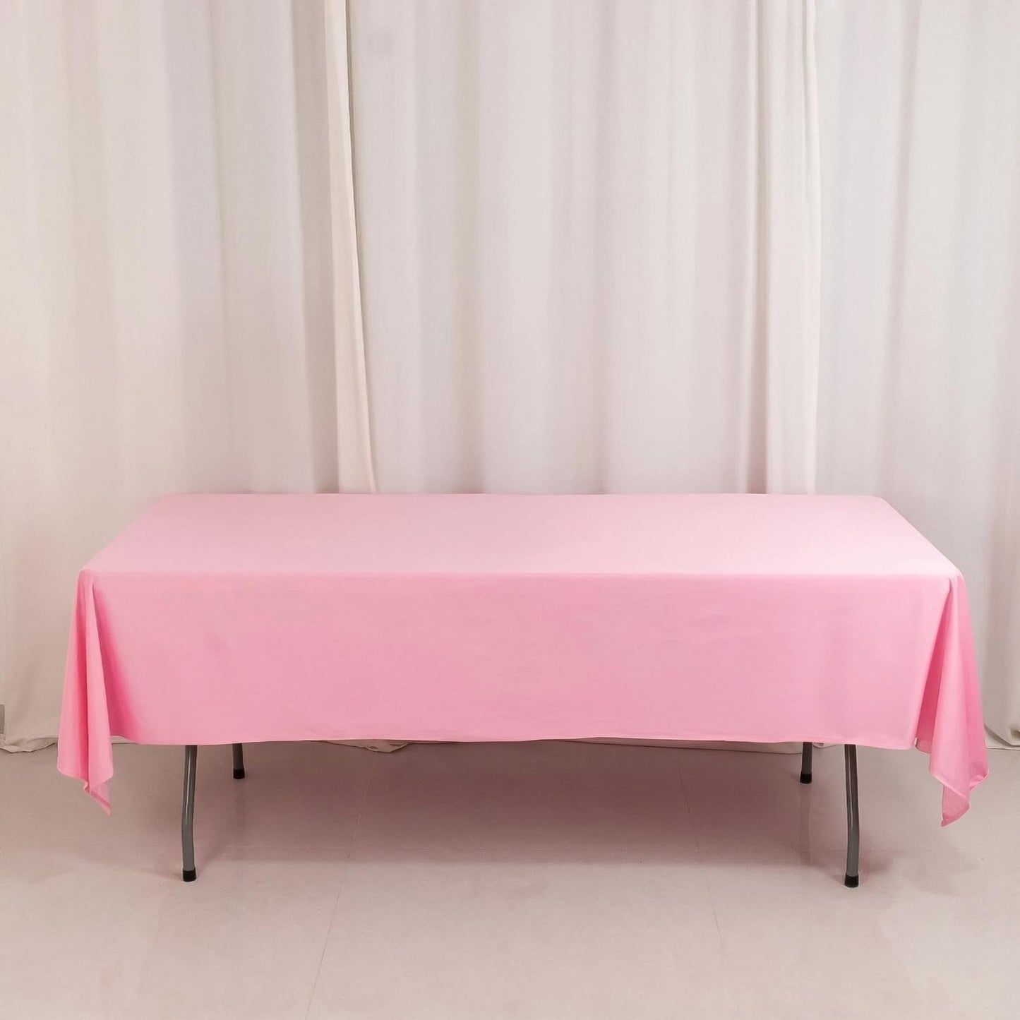 60"x102" Pink Scuba Wrinkle Free Rectangular Tablecloth, Scuba Polyester Tablecloth