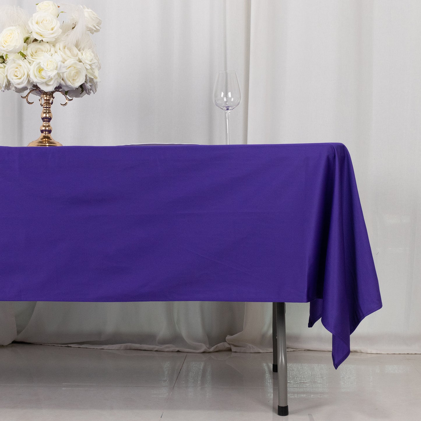 60"x102" Purple Premium Scuba Wrinkle Free Rectangular Tablecloth, Scuba Polyester Tablecloth