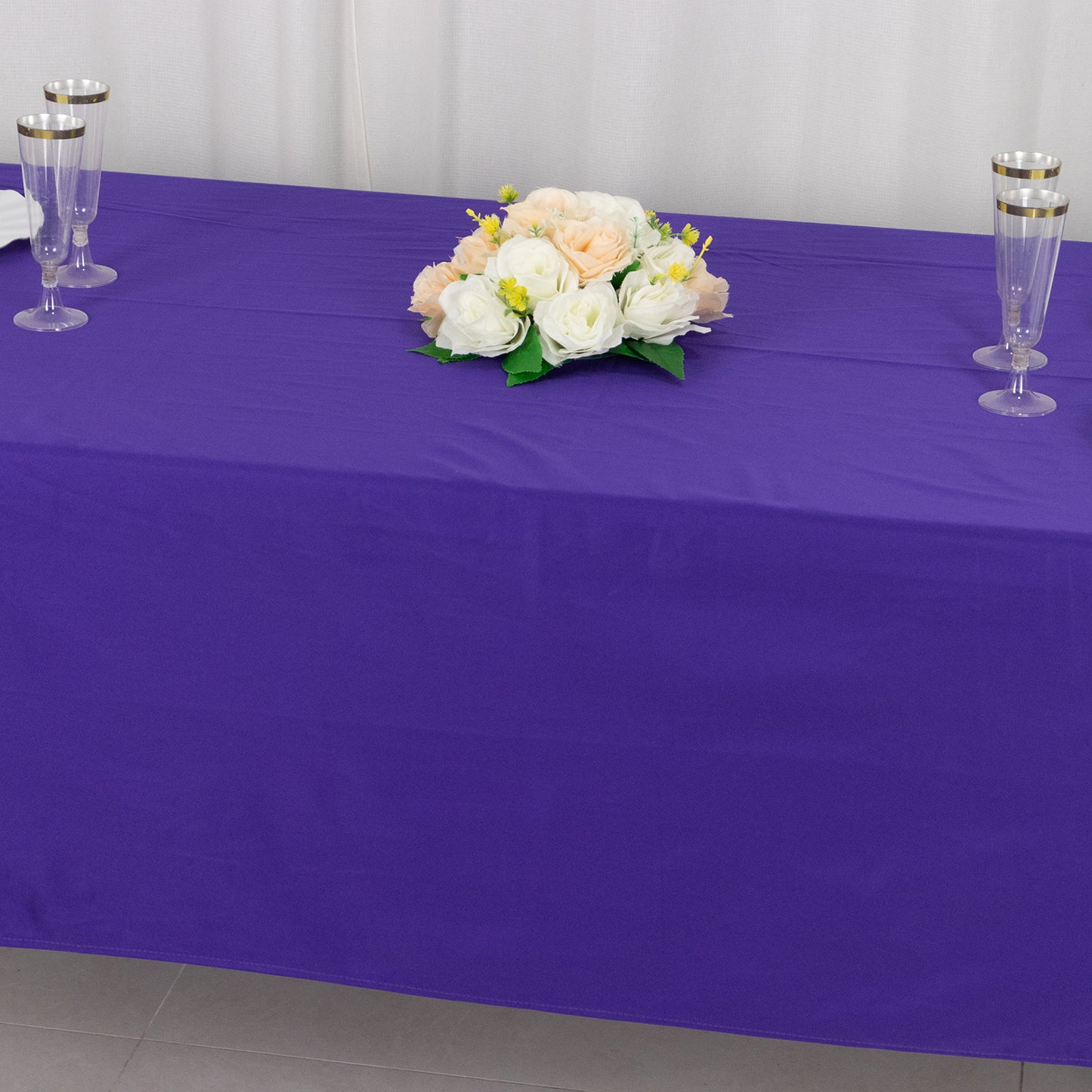 60"x102" Purple Premium Scuba Wrinkle Free Rectangular Tablecloth, Scuba Polyester Tablecloth