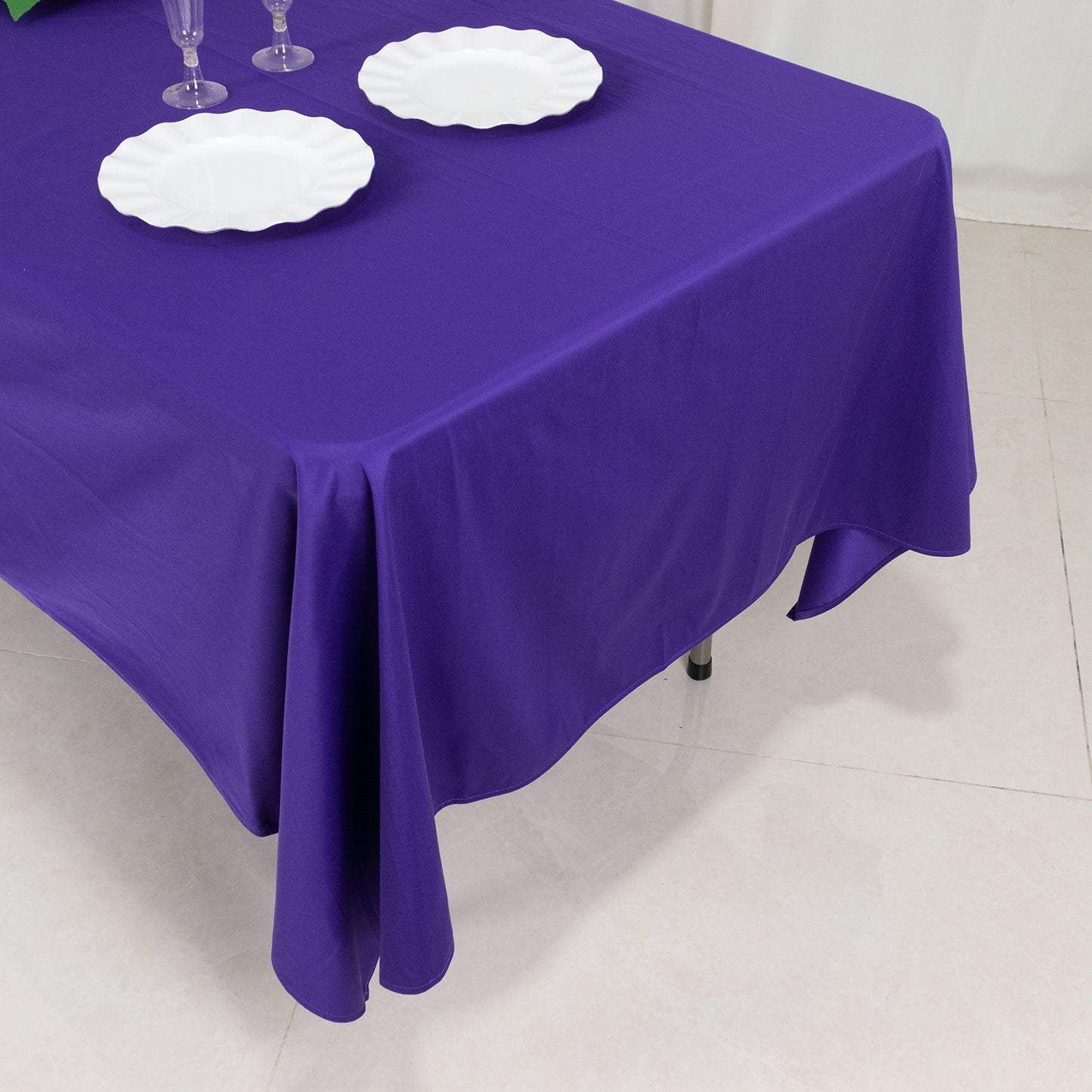 60"x102" Purple Premium Scuba Wrinkle Free Rectangular Tablecloth, Scuba Polyester Tablecloth