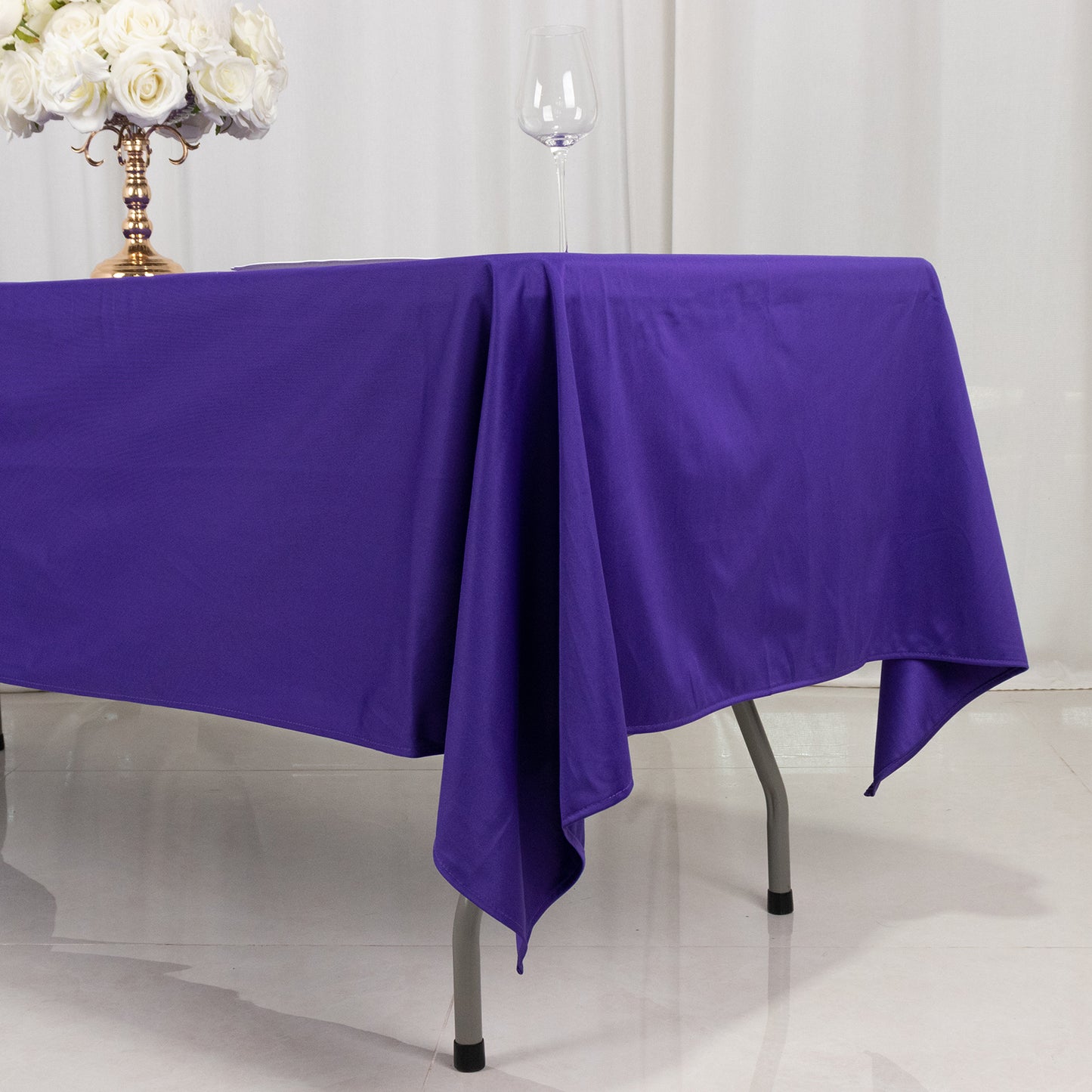 60"x102" Purple Premium Scuba Wrinkle Free Rectangular Tablecloth, Scuba Polyester Tablecloth