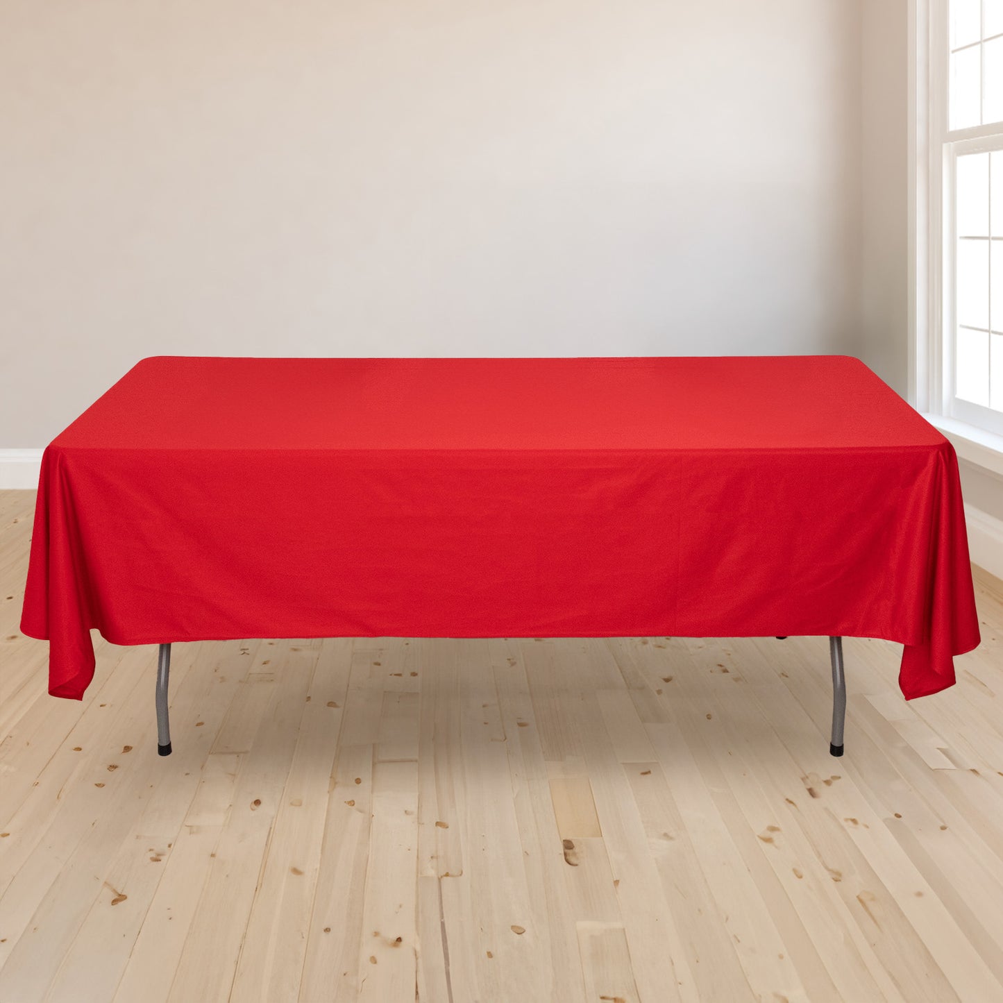 60"x102" Red Premium Scuba Wrinkle Free Rectangular Tablecloth, Scuba Polyester Tablecloth