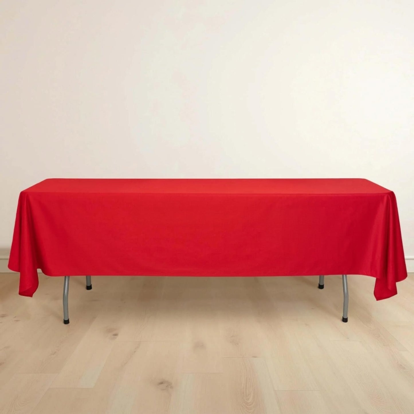 60"x102" Red Scuba Wrinkle Free Rectangular Tablecloth, Scuba Polyester Tablecloth