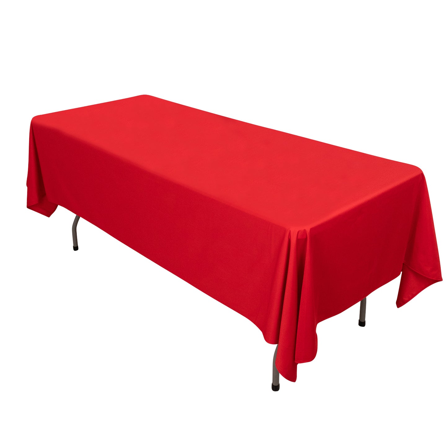 60"x102" Red Premium Scuba Wrinkle Free Rectangular Tablecloth, Scuba Polyester Tablecloth