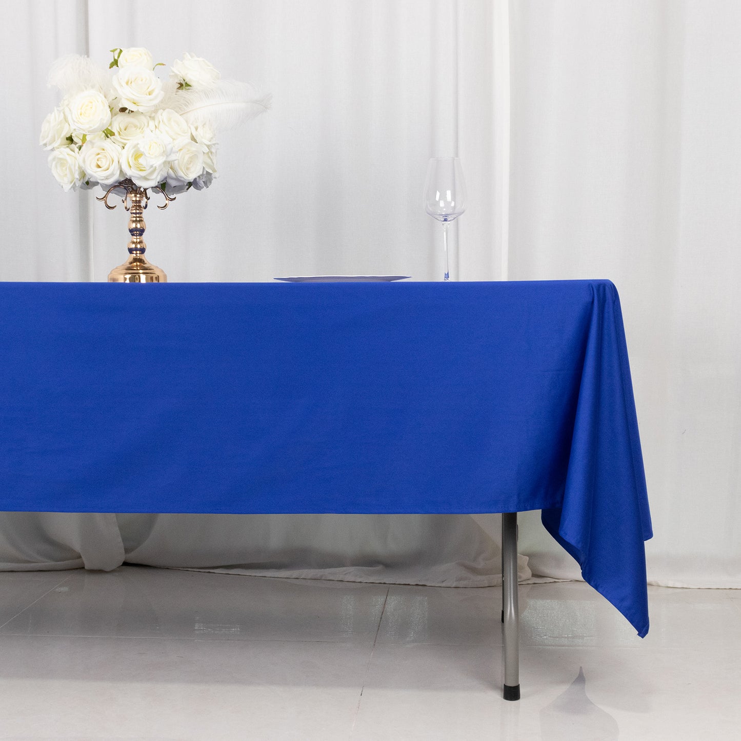 60"x102" Royal Blue Premium Scuba Wrinkle Free Rectangular Tablecloth, Scuba Polyester Tablecloth