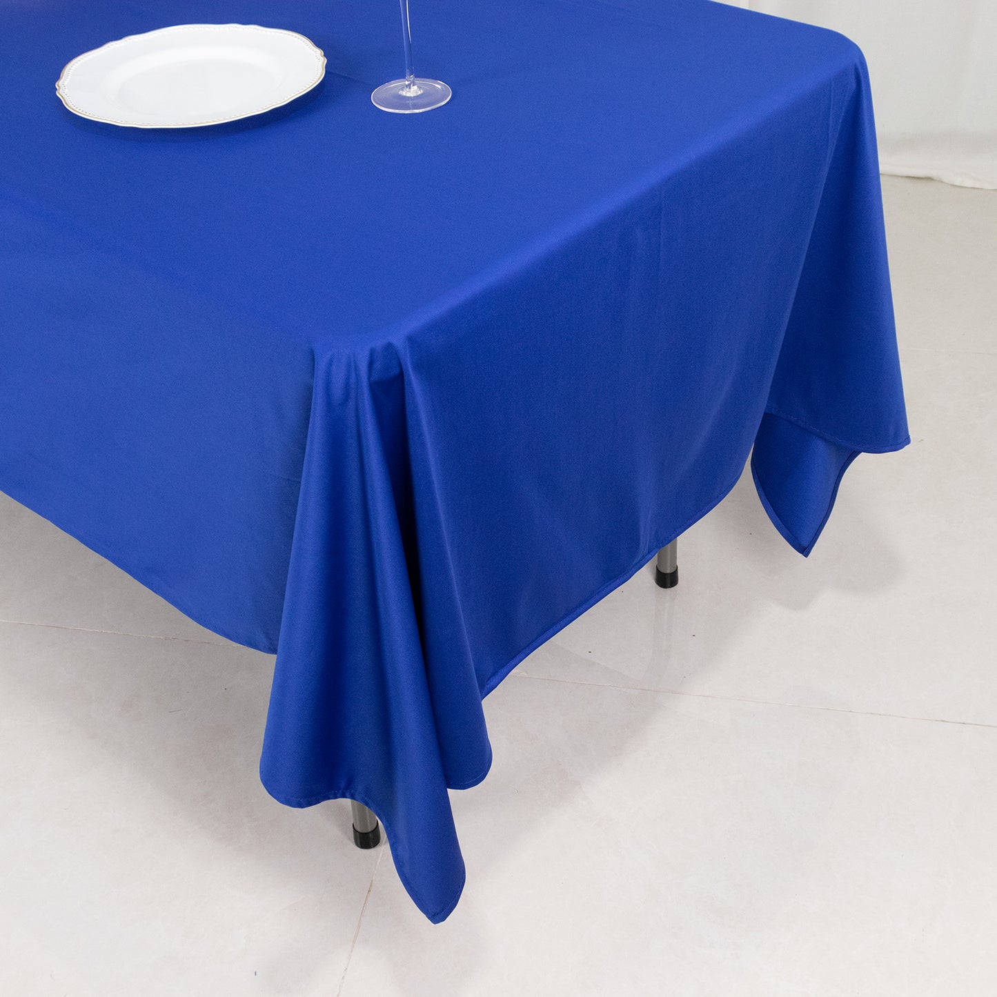 60"x102" Royal Blue Premium Scuba Wrinkle Free Rectangular Tablecloth, Scuba Polyester Tablecloth