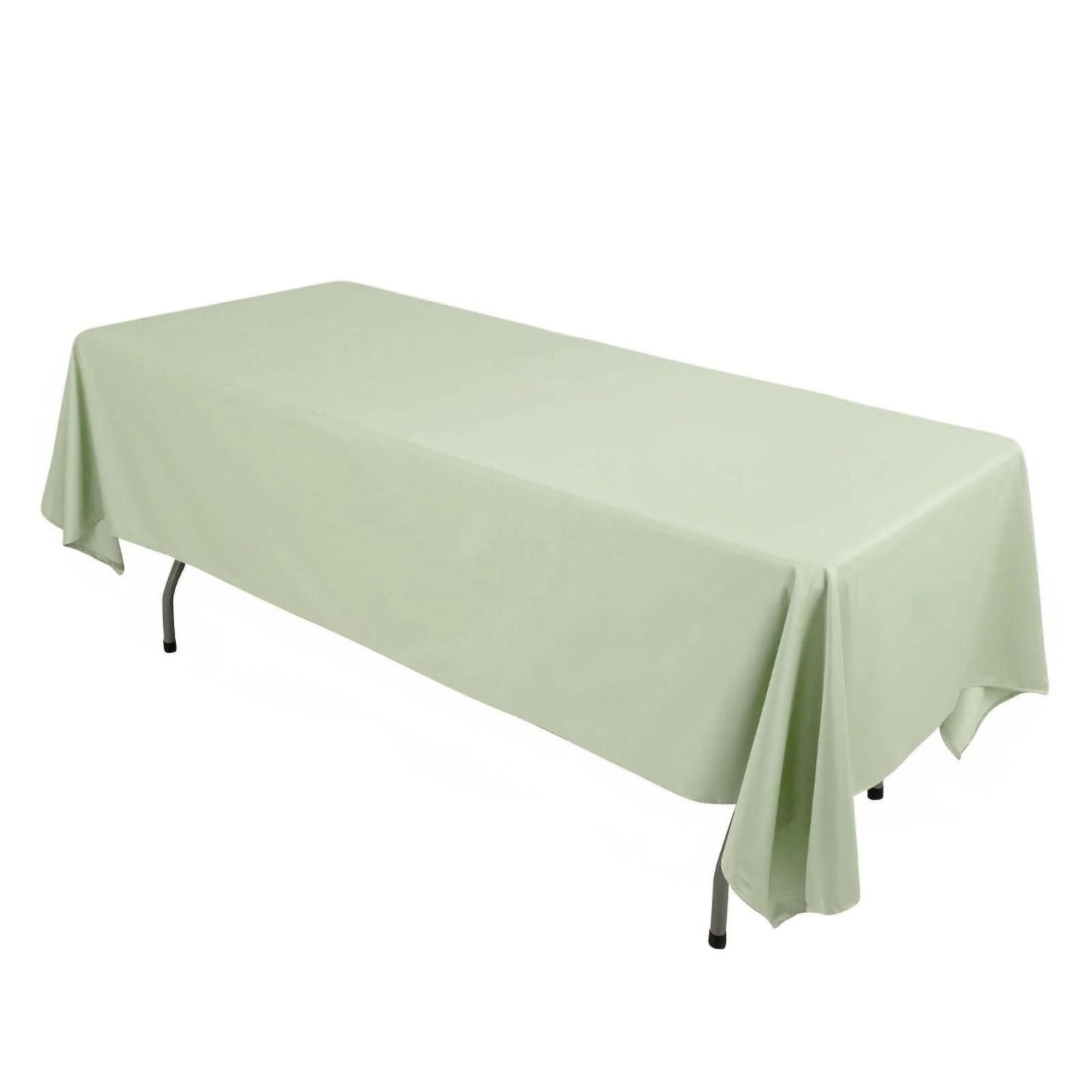 60"x102" Sage Green Scuba Wrinkle Free Rectangular Tablecloth, Scuba Polyester Tablecloth