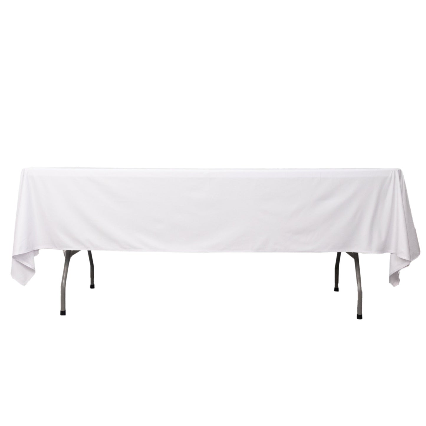 60"x102" White Premium Scuba Wrinkle Free Rectangular Tablecloth, Scuba Polyester Tablecloth