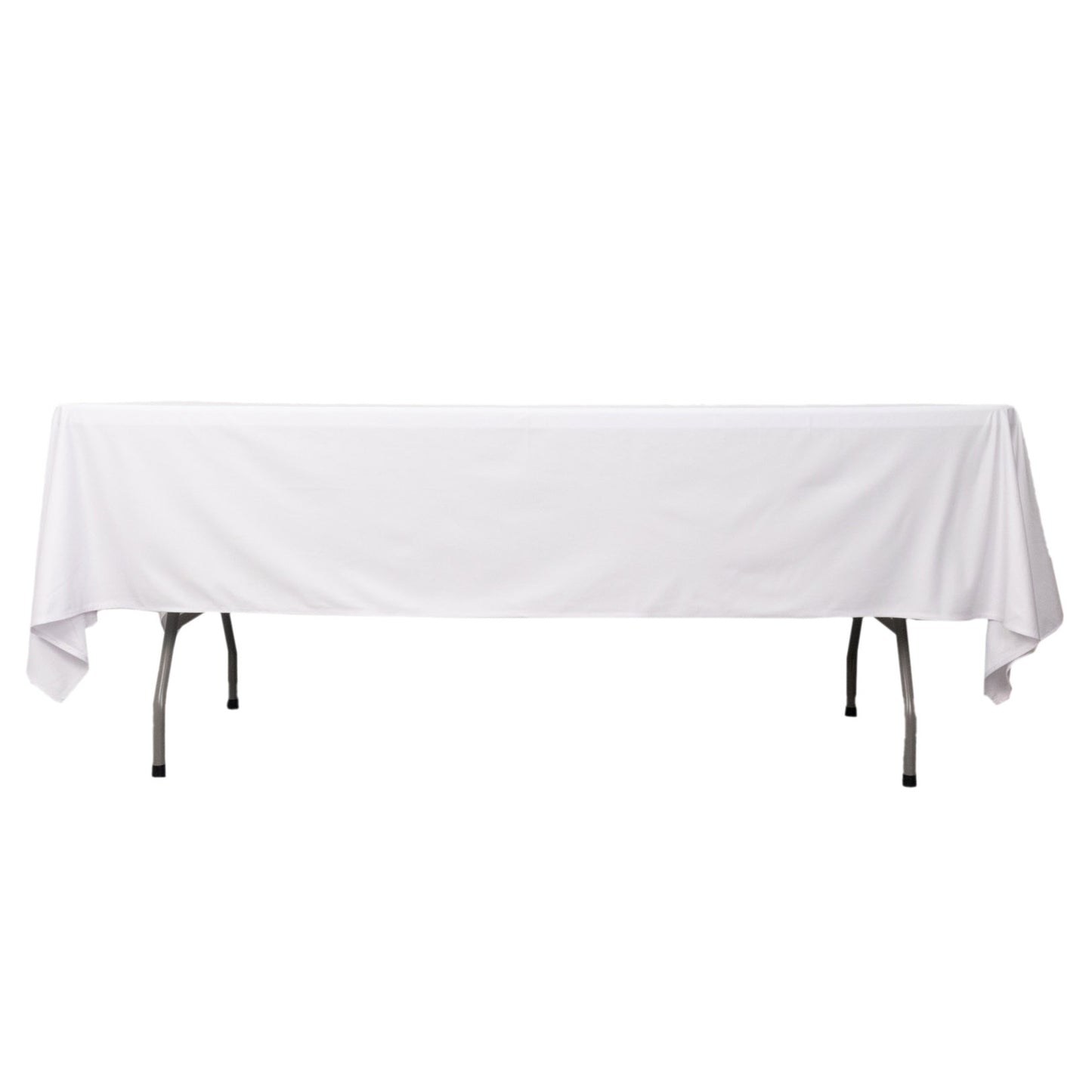 60"x102" White Premium Scuba Wrinkle Free Rectangular Tablecloth, Scuba Polyester Tablecloth