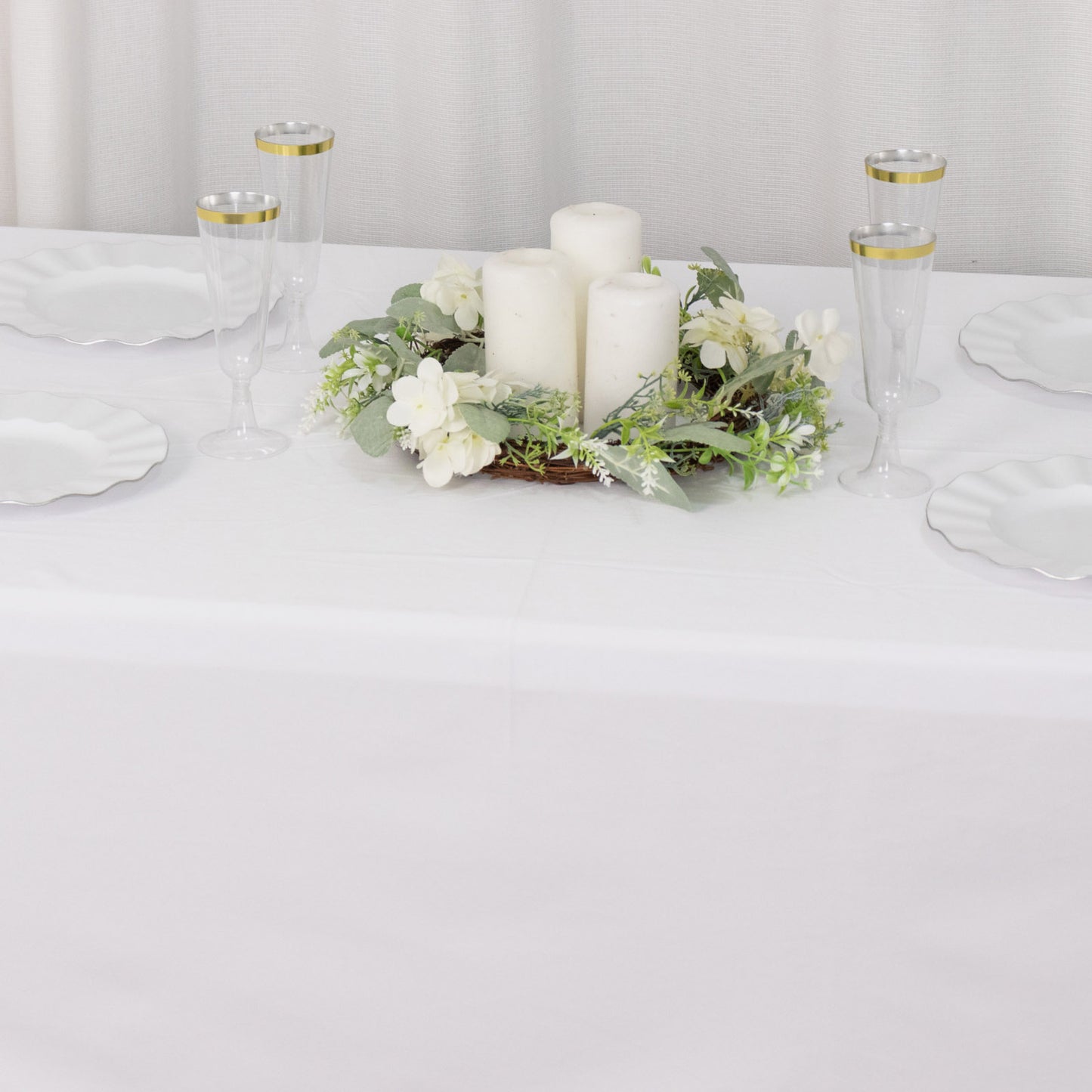 60"x102" White Premium Scuba Wrinkle Free Rectangular Tablecloth, Scuba Polyester Tablecloth