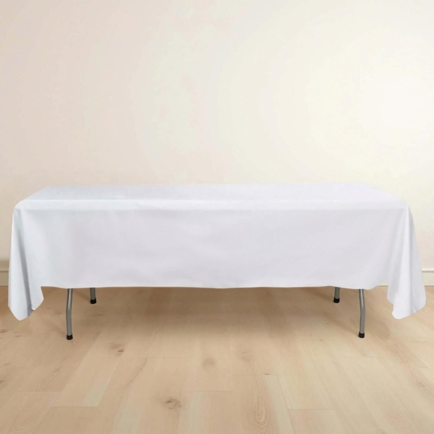 60"x102" White Scuba Wrinkle Free Rectangular Tablecloth, Scuba Polyester Tablecloth