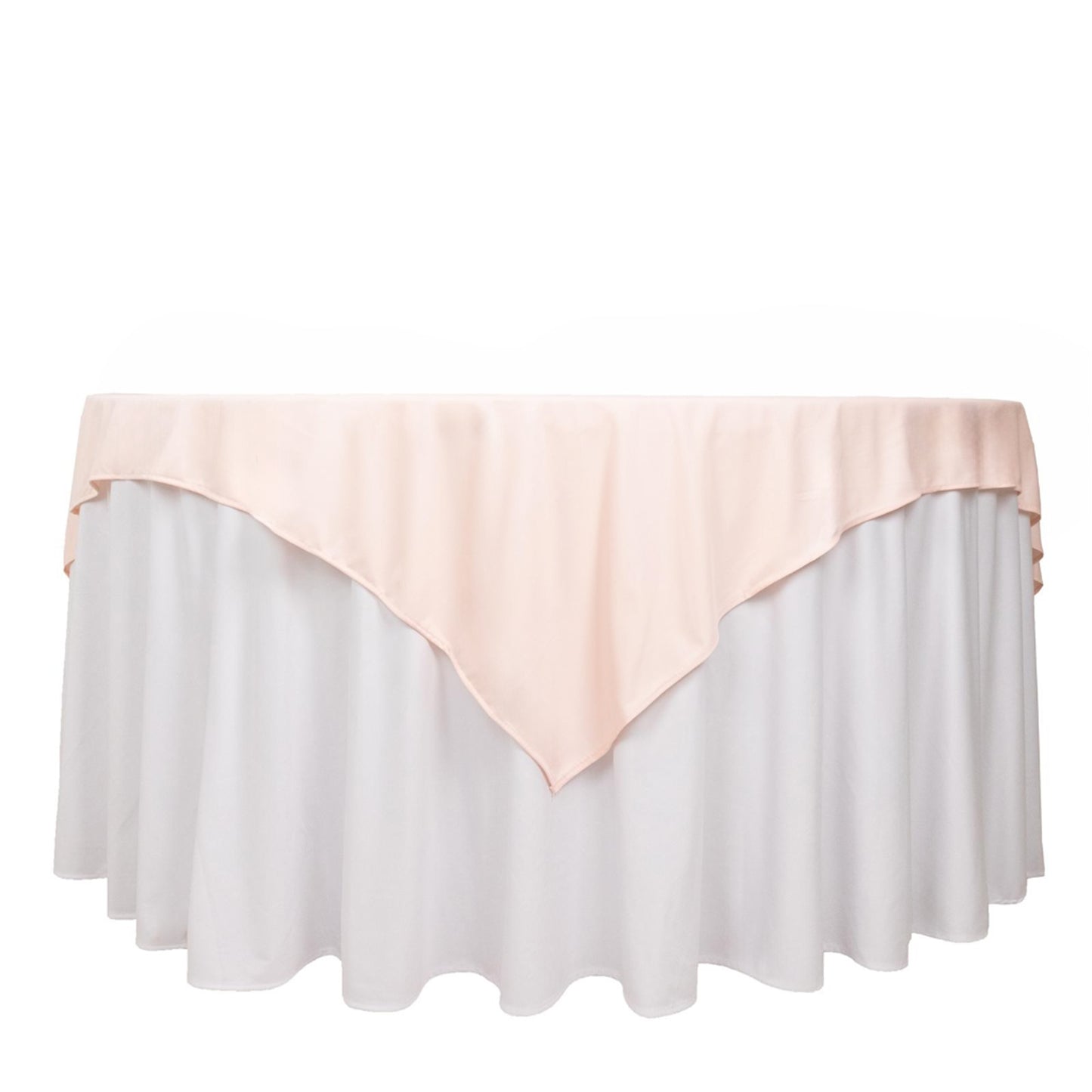 70" Blush Scuba Wrinkle Free Square Table Overlay, Scuba Polyester Table Topper