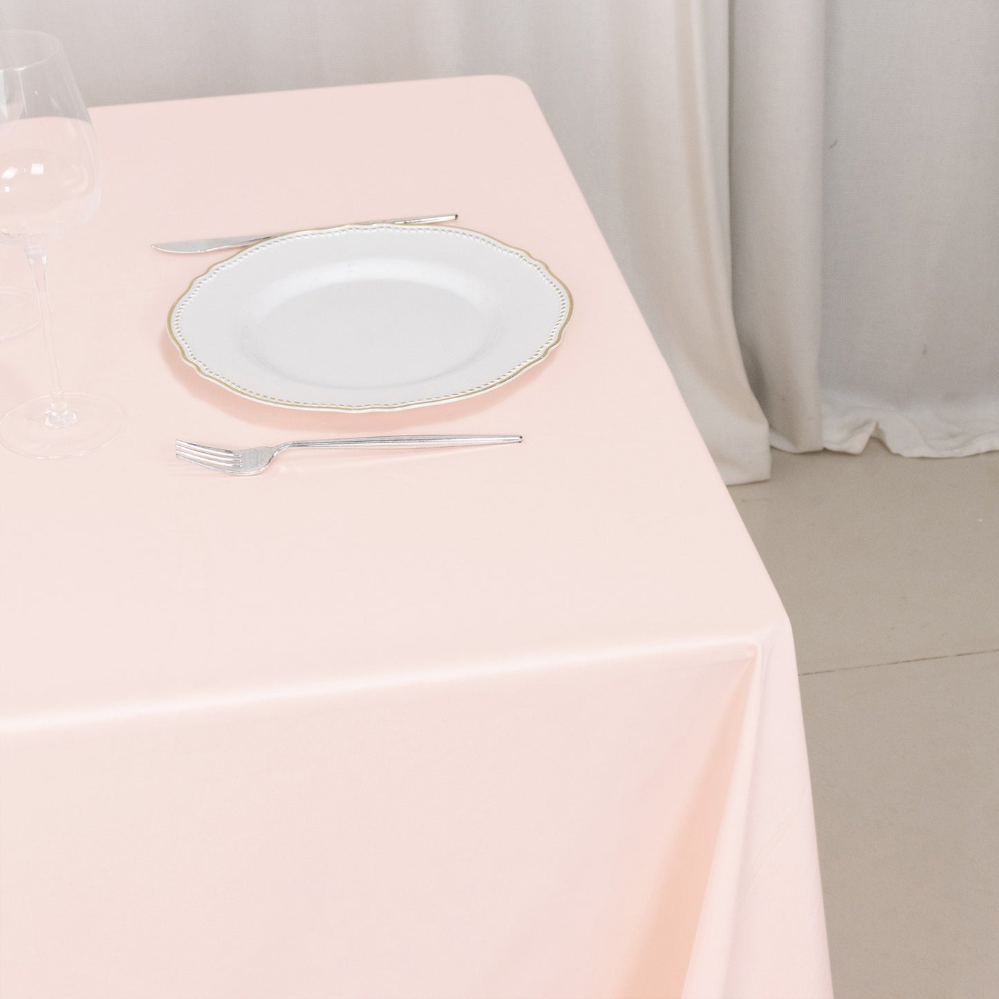 70" Blush Scuba Wrinkle Free Square Tablecloth, Scuba Polyester Tablecloth