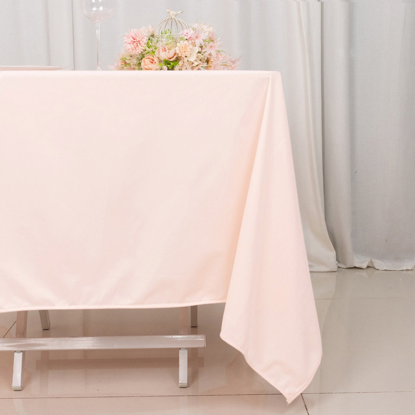 70" Blush Scuba Wrinkle Free Square Tablecloth, Scuba Polyester Tablecloth