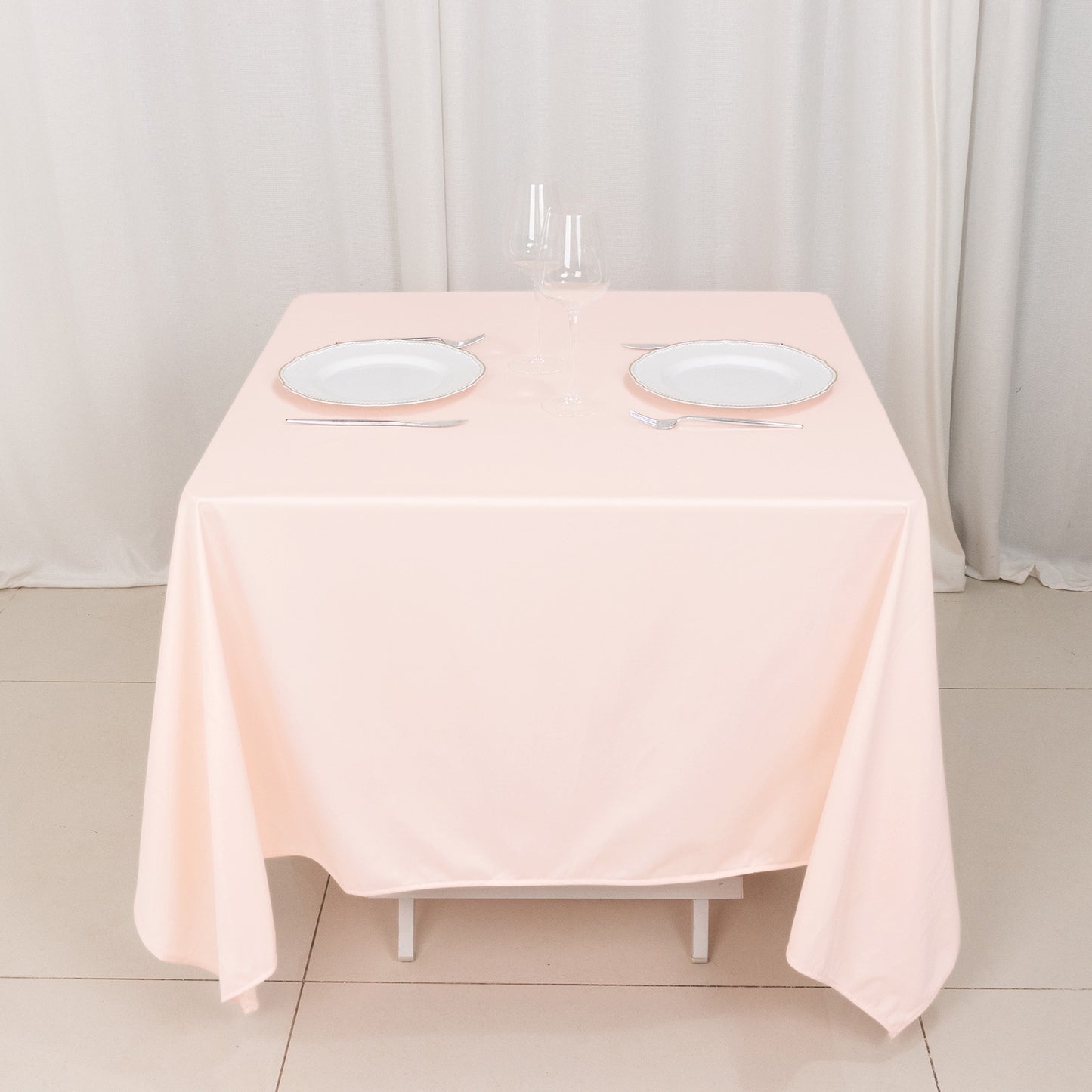 70" Blush Scuba Wrinkle Free Square Tablecloth, Scuba Polyester Tablecloth