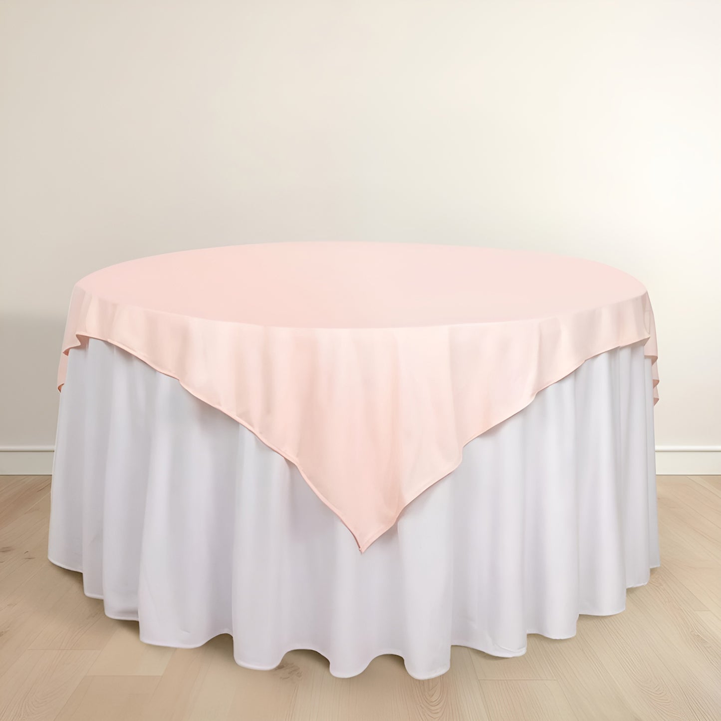 70" Blush Scuba Wrinkle Free Square Table Overlay, Scuba Polyester Table Topper