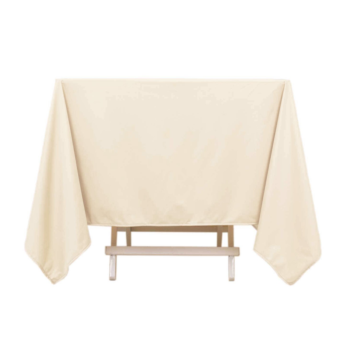 70" Beige Premium Scuba Wrinkle Free Square Tablecloth, Scuba Polyester Tablecloth