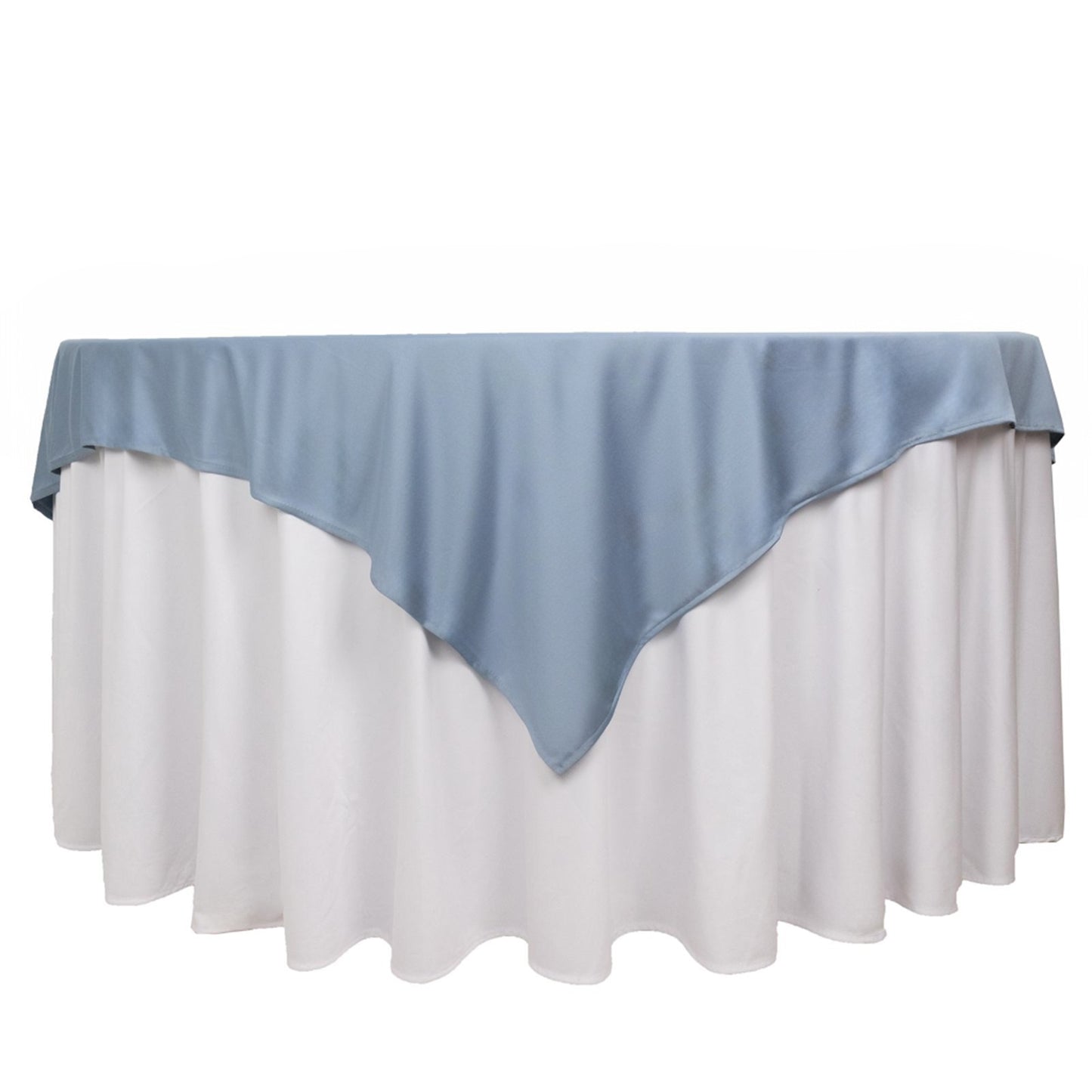70" Dusty Blue Scuba Wrinkle Free Square Table Overlay, Scuba Polyester Table Topper