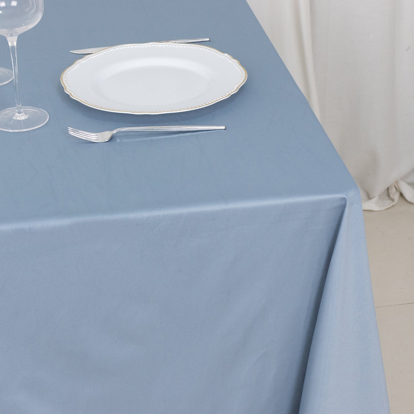 70" Dusty Blue Premium Scuba Wrinkle Free Square Tablecloth, Scuba Polyester Tablecloth