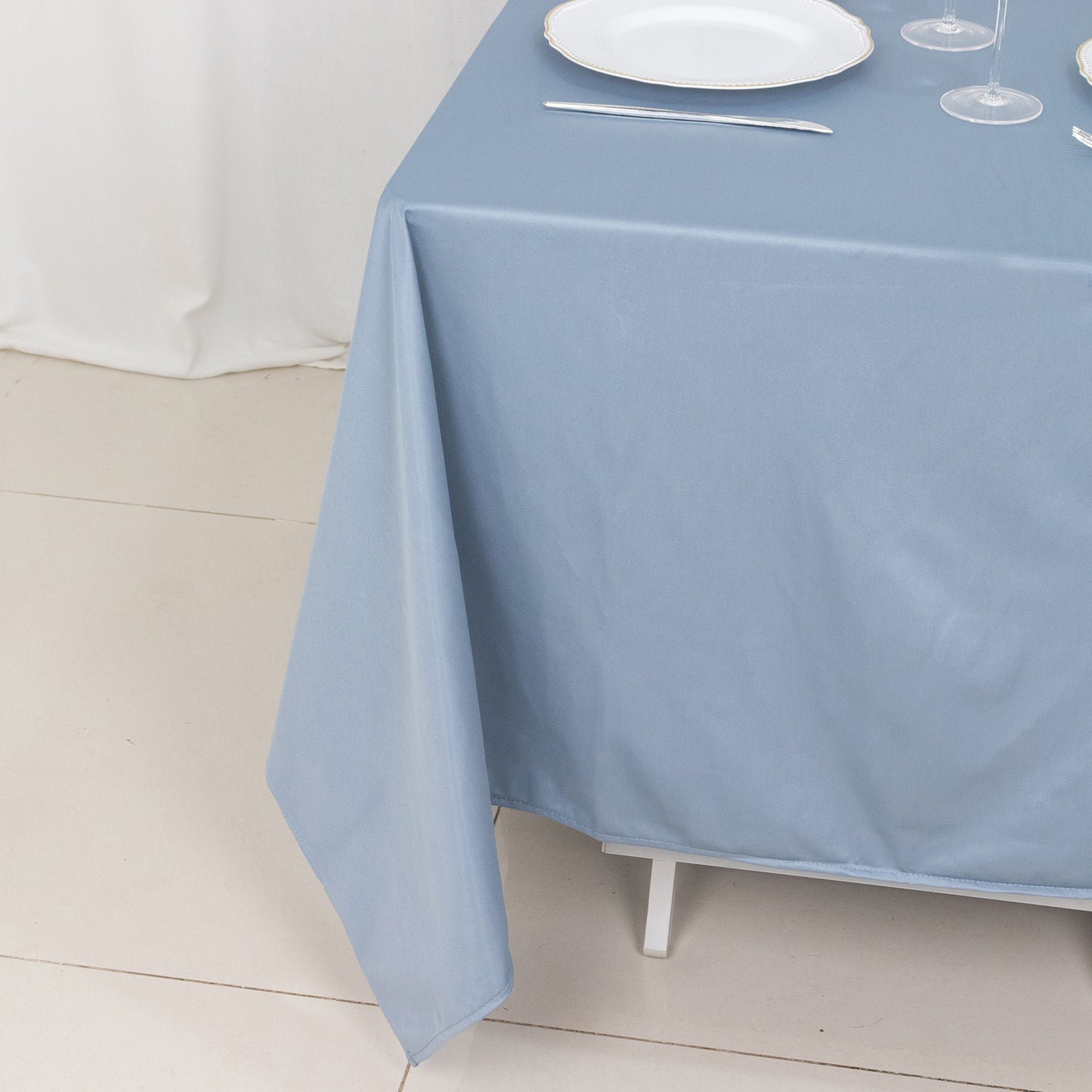 70" Dusty Blue Premium Scuba Wrinkle Free Square Tablecloth, Scuba Polyester Tablecloth