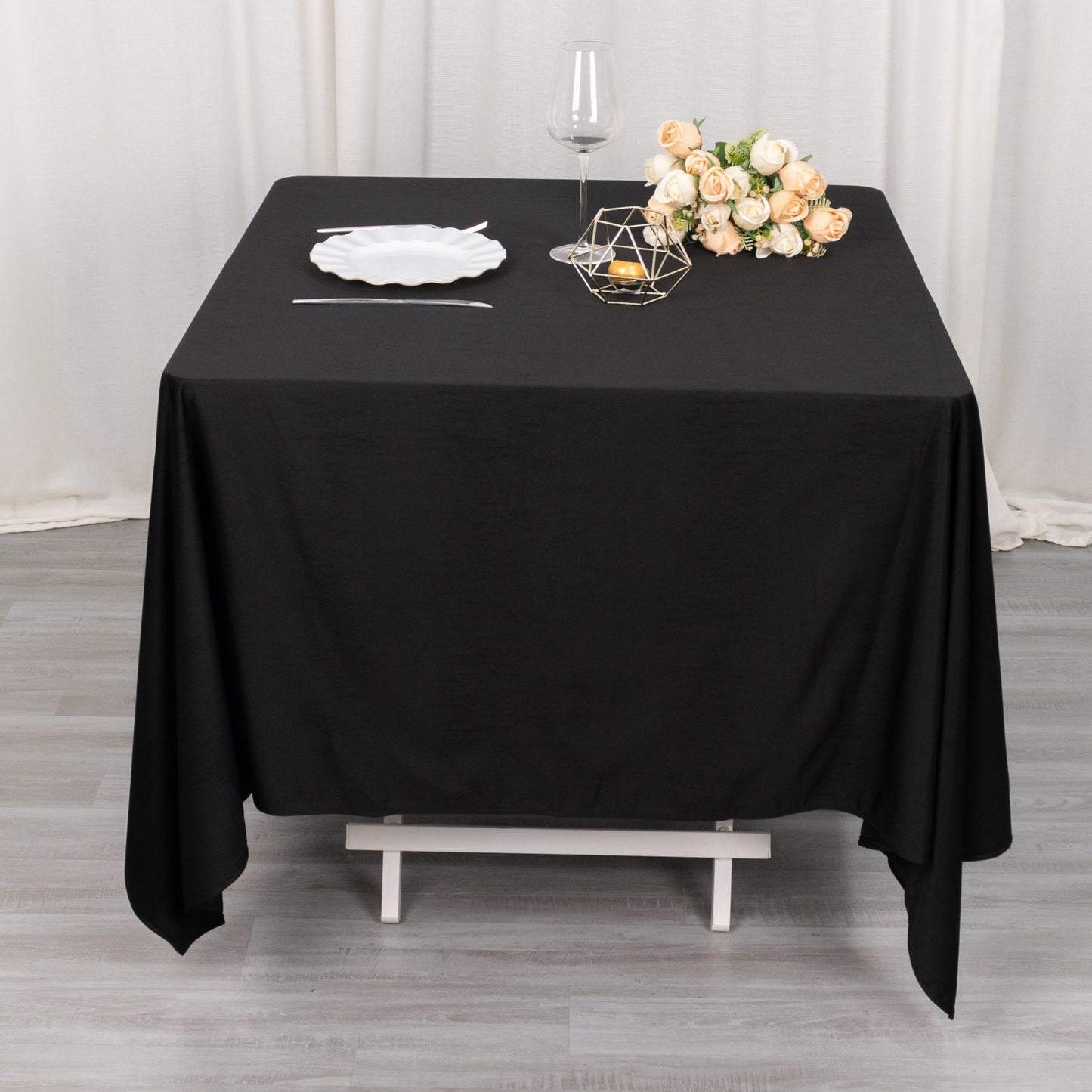 70" Black Scuba Wrinkle Free Square Tablecloth, Scuba Polyester Tablecloth