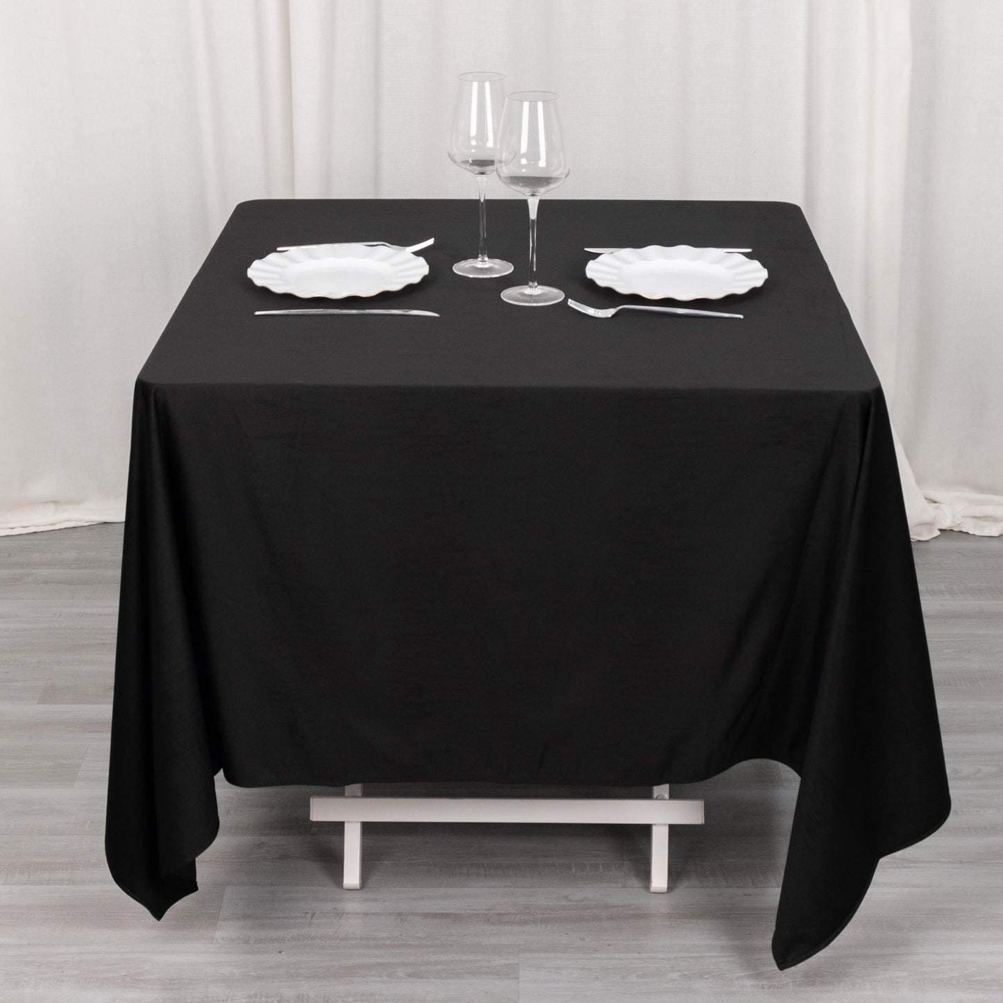 70" Black Scuba Wrinkle Free Square Tablecloth, Scuba Polyester Tablecloth