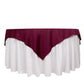 70" Burgundy Scuba Wrinkle Free Square Table Overlay, Scuba Polyester Table Topper