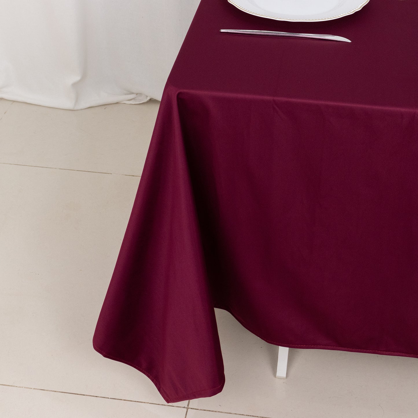 70" Burgundy Scuba Wrinkle Free Square Tablecloth, Scuba Polyester Tablecloth