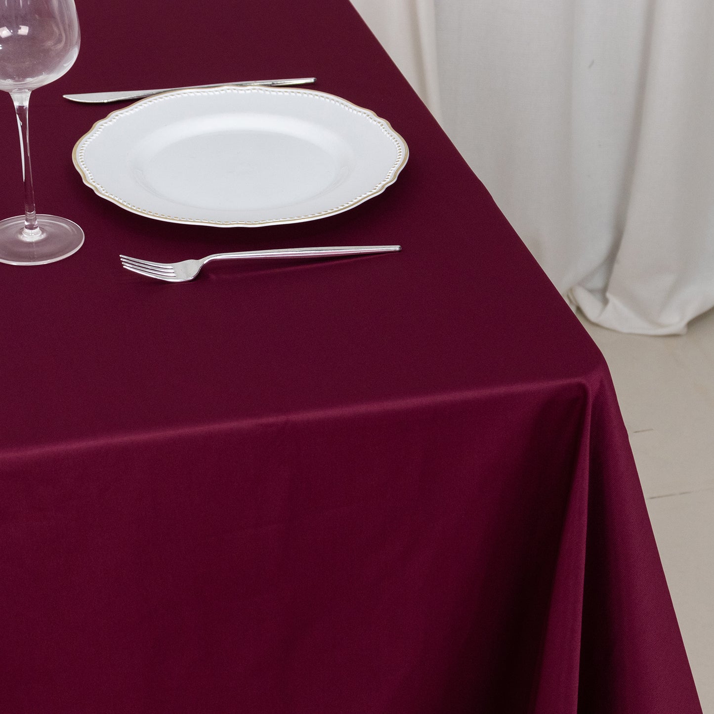 70" Burgundy Scuba Wrinkle Free Square Tablecloth, Scuba Polyester Tablecloth