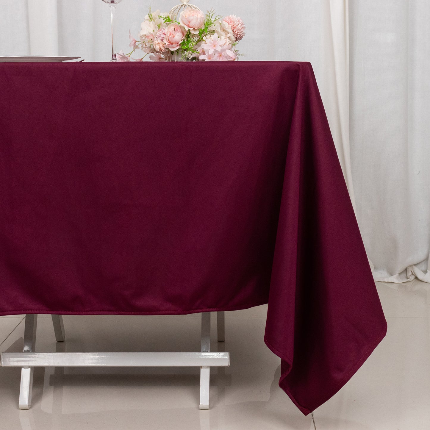 70" Burgundy Scuba Wrinkle Free Square Tablecloth, Scuba Polyester Tablecloth