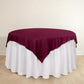 70" Burgundy Scuba Wrinkle Free Square Table Overlay, Scuba Polyester Table Topper