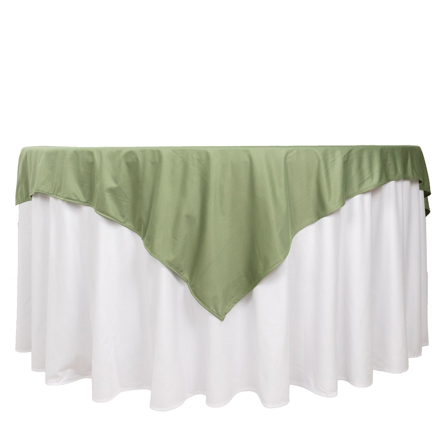 70" Dusty Sage Green Premium Scuba Wrinkle Free Square Table Overlay, Scuba Polyester Table Topper