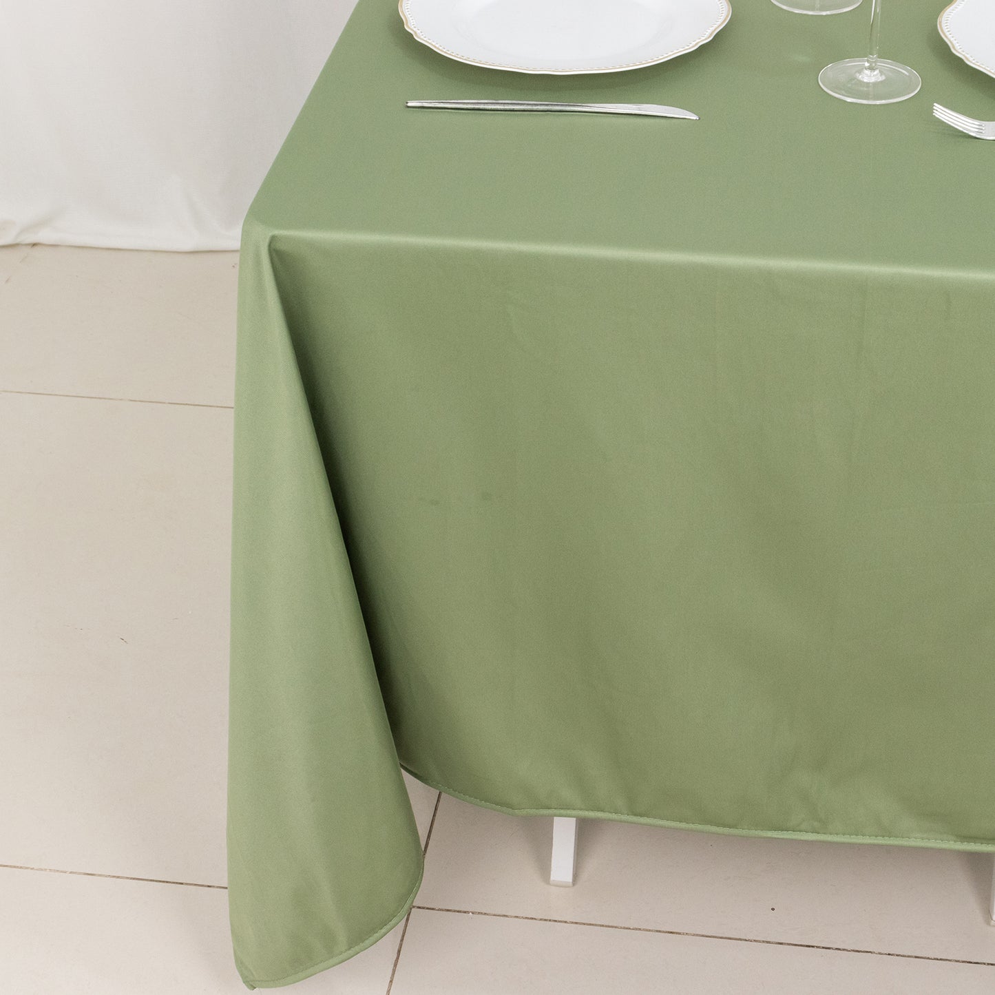 70" Dusty Sage Green Premium Scuba Wrinkle Free Square Tablecloth, Scuba Polyester Tablecloth