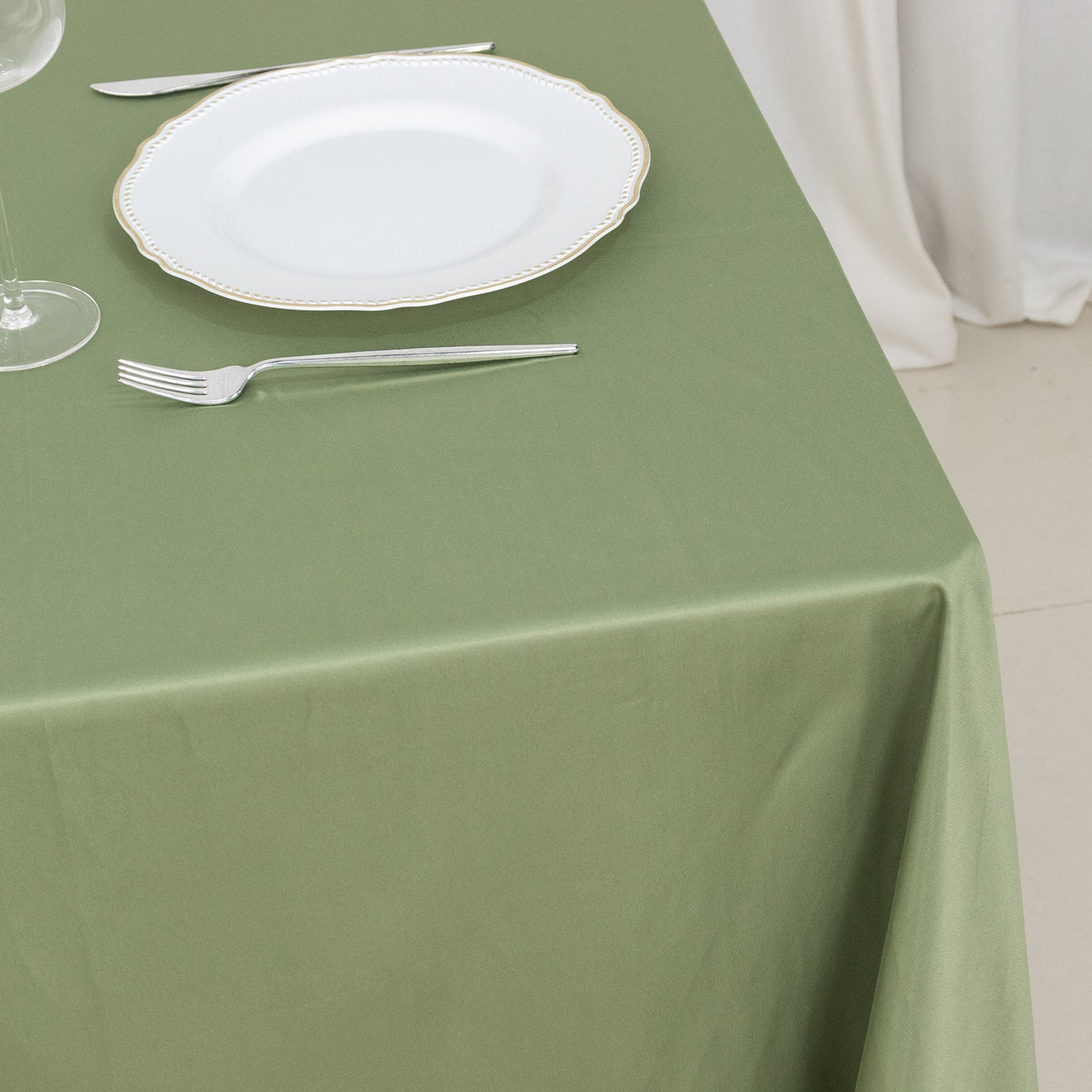 70" Dusty Sage Green Premium Scuba Wrinkle Free Square Tablecloth, Scuba Polyester Tablecloth