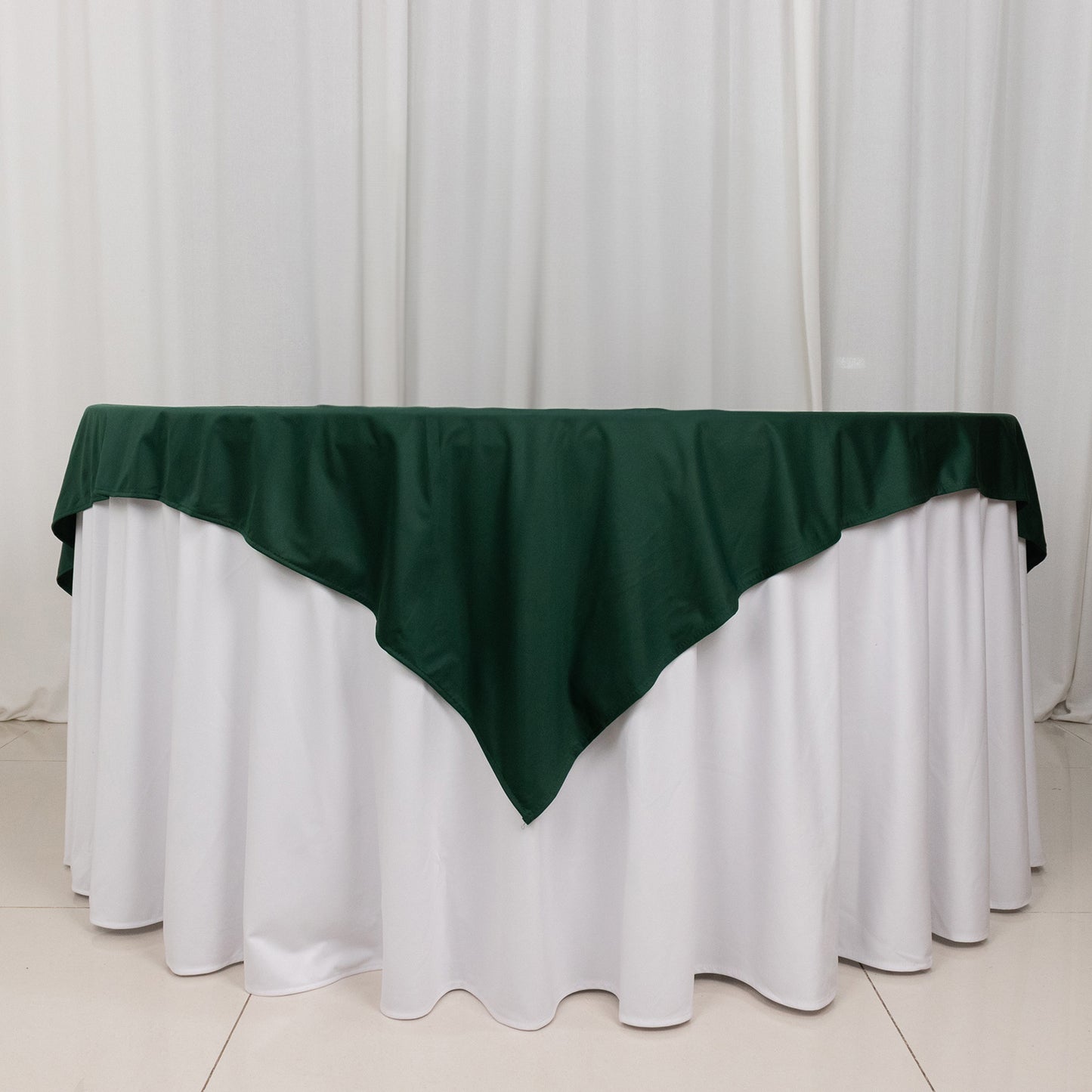 70" Hunter Emerald Green Premium Scuba Wrinkle Free Square Table Overlay, Scuba Polyester Table Topper