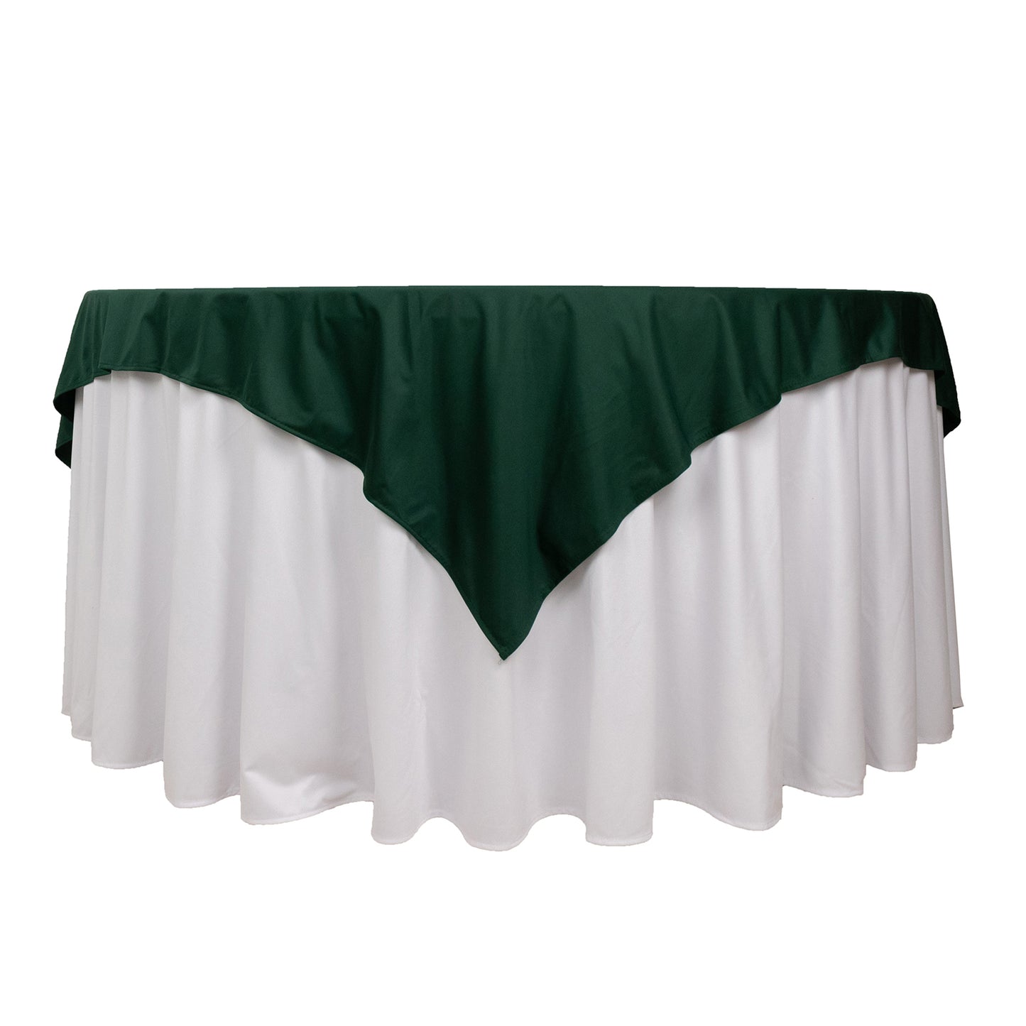 70" Hunter Emerald Green Premium Scuba Wrinkle Free Square Table Overlay, Scuba Polyester Table Topper