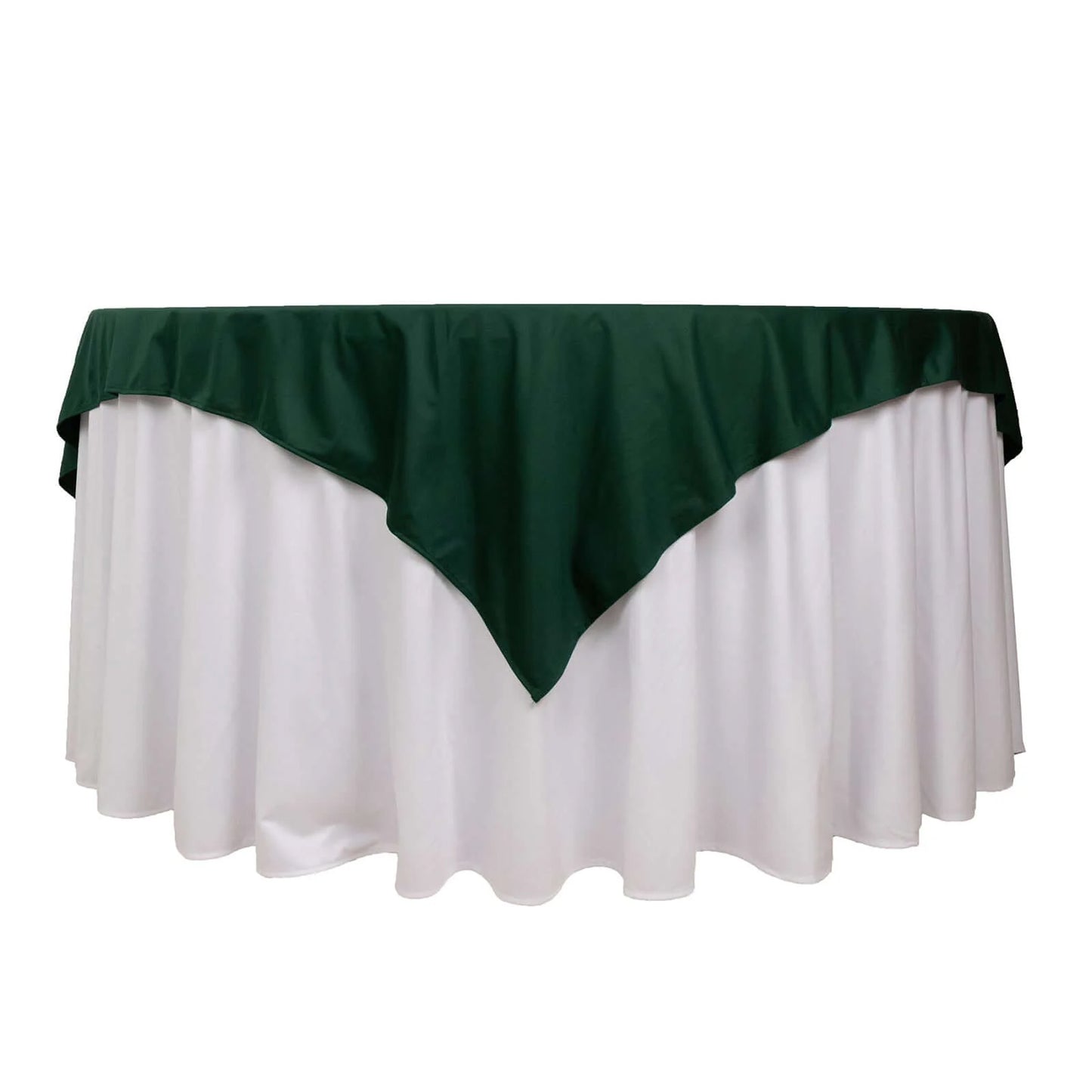 70" Hunter Emerald Green Scuba Wrinkle Free Square Table Overlay, Scuba Polyester Table Topper