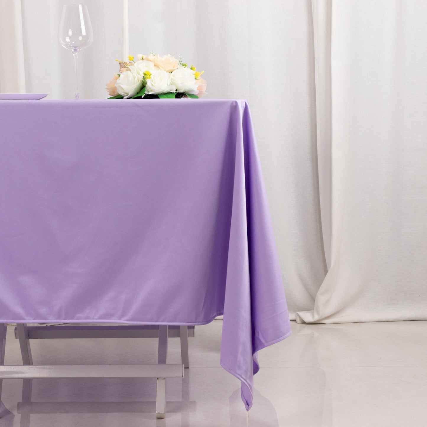 70" Lavender Scuba Wrinkle Free Square Tablecloth, Lilac Scuba Polyester Tablecloth