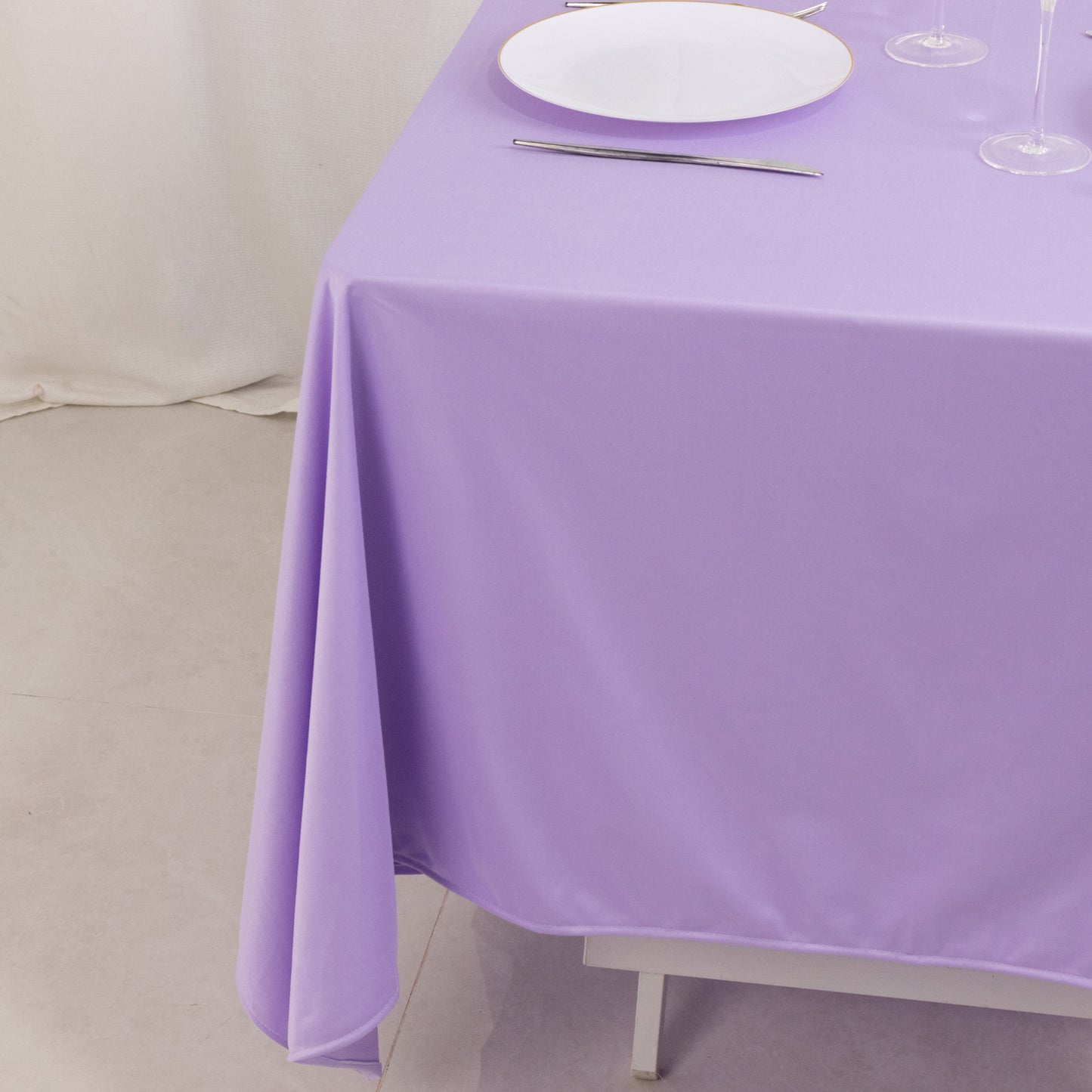 70" Lavender Scuba Wrinkle Free Square Tablecloth, Lilac Scuba Polyester Tablecloth