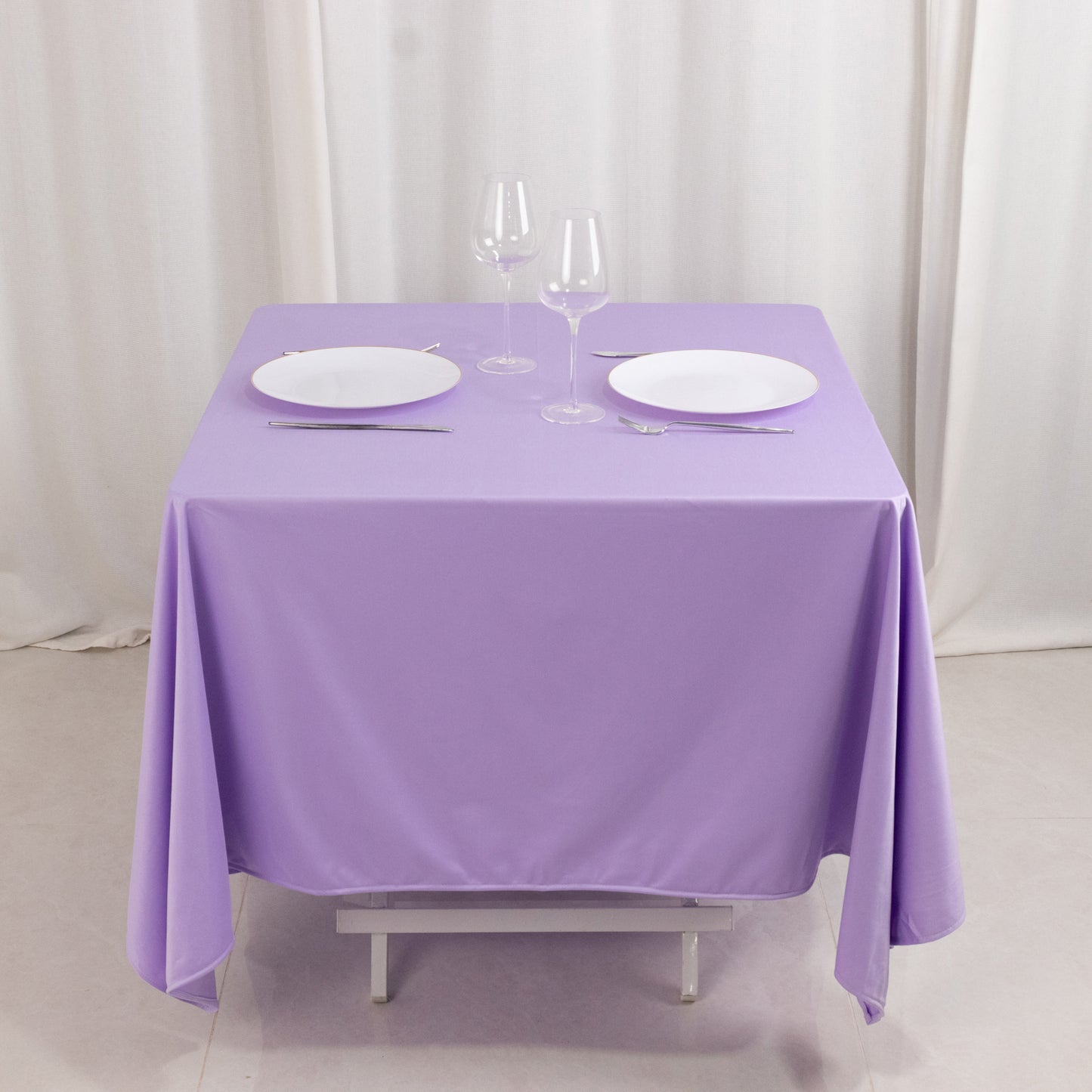 70" Lavender Scuba Wrinkle Free Square Tablecloth, Lilac Scuba Polyester Tablecloth