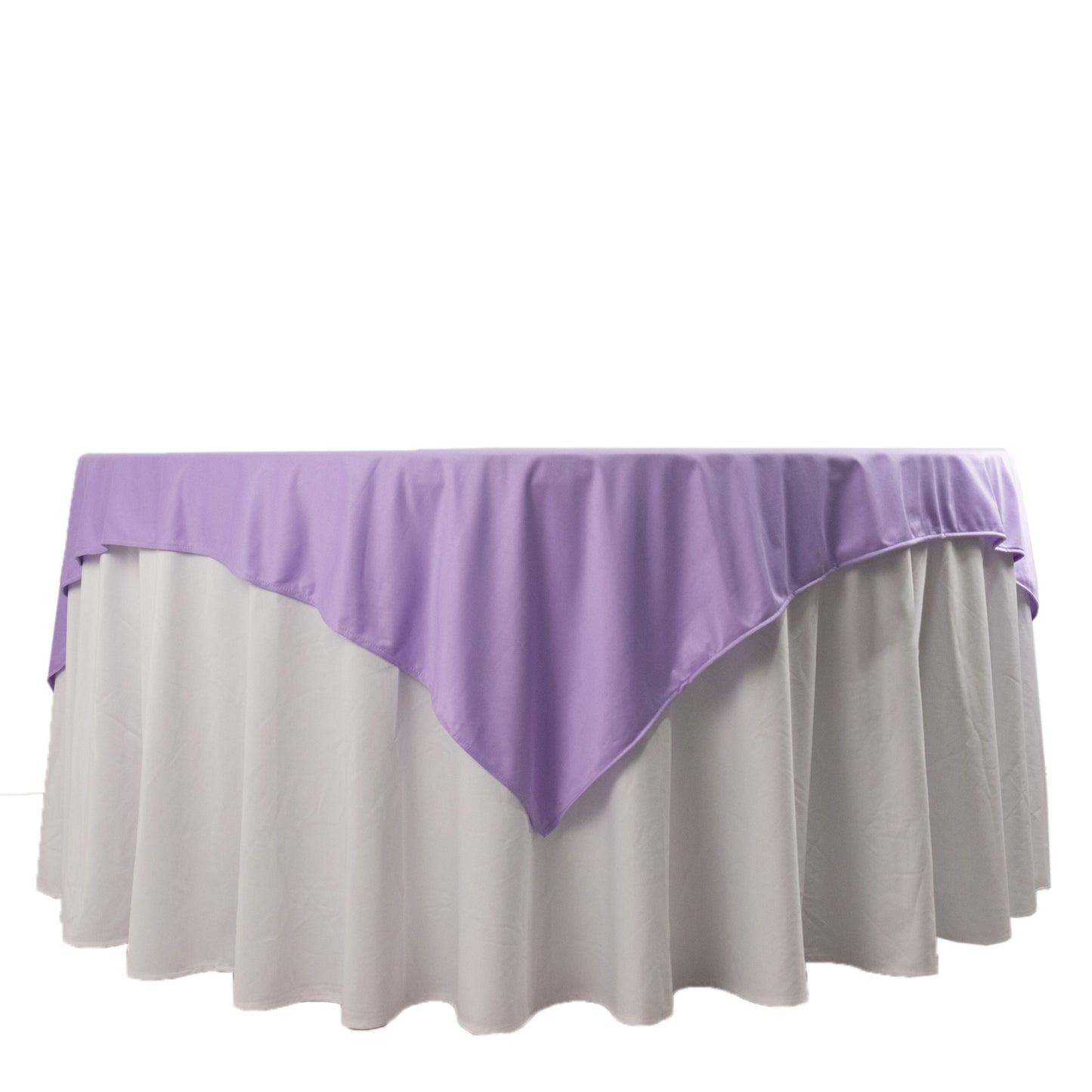 70" Lavender Premium Scuba Wrinkle Free Square Table Overlay, Lilac Scuba Polyester Table Topper