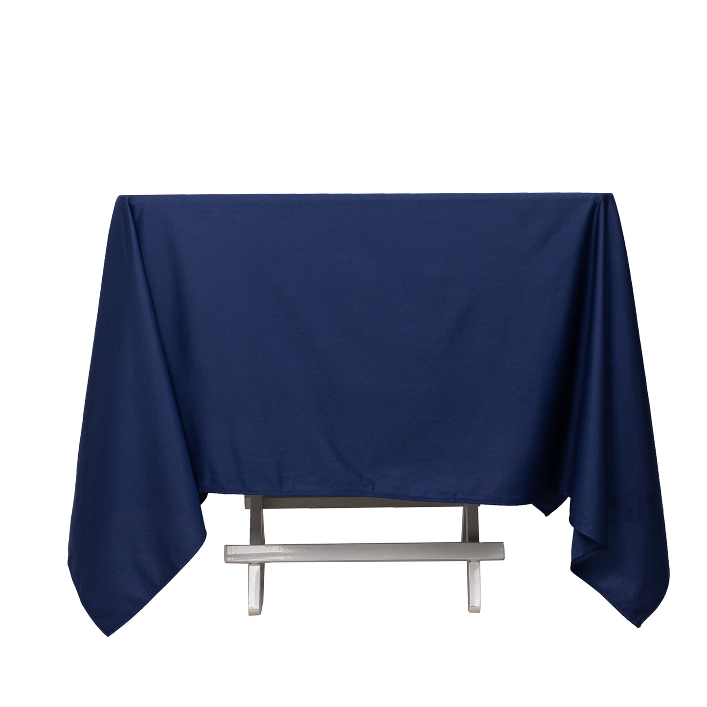 70" Navy Blue Premium Scuba Wrinkle Free Square Tablecloth, Scuba Polyester Tablecloth